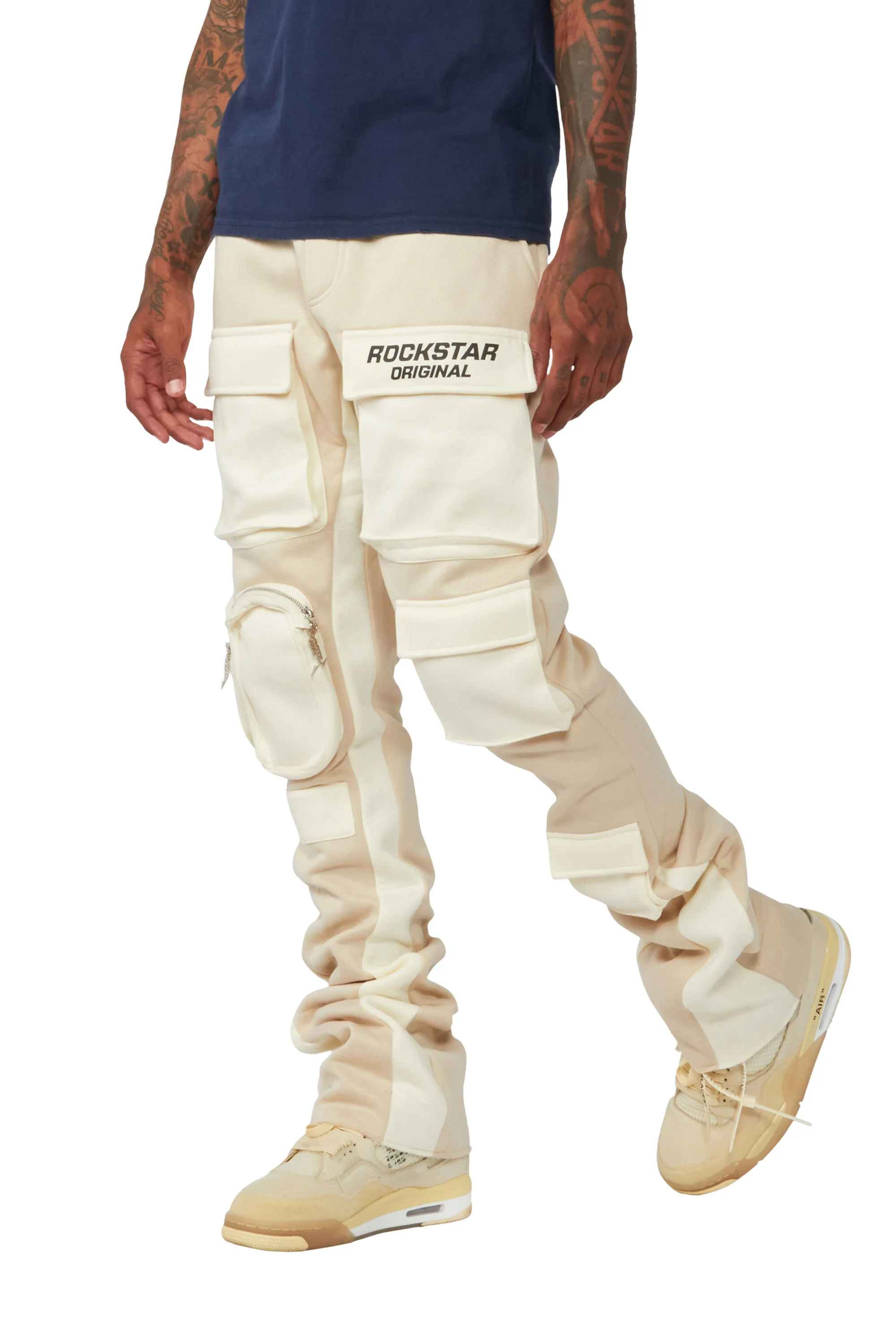 Noriko Beige/Ivory Stacked Flare Track Pant - Image 12