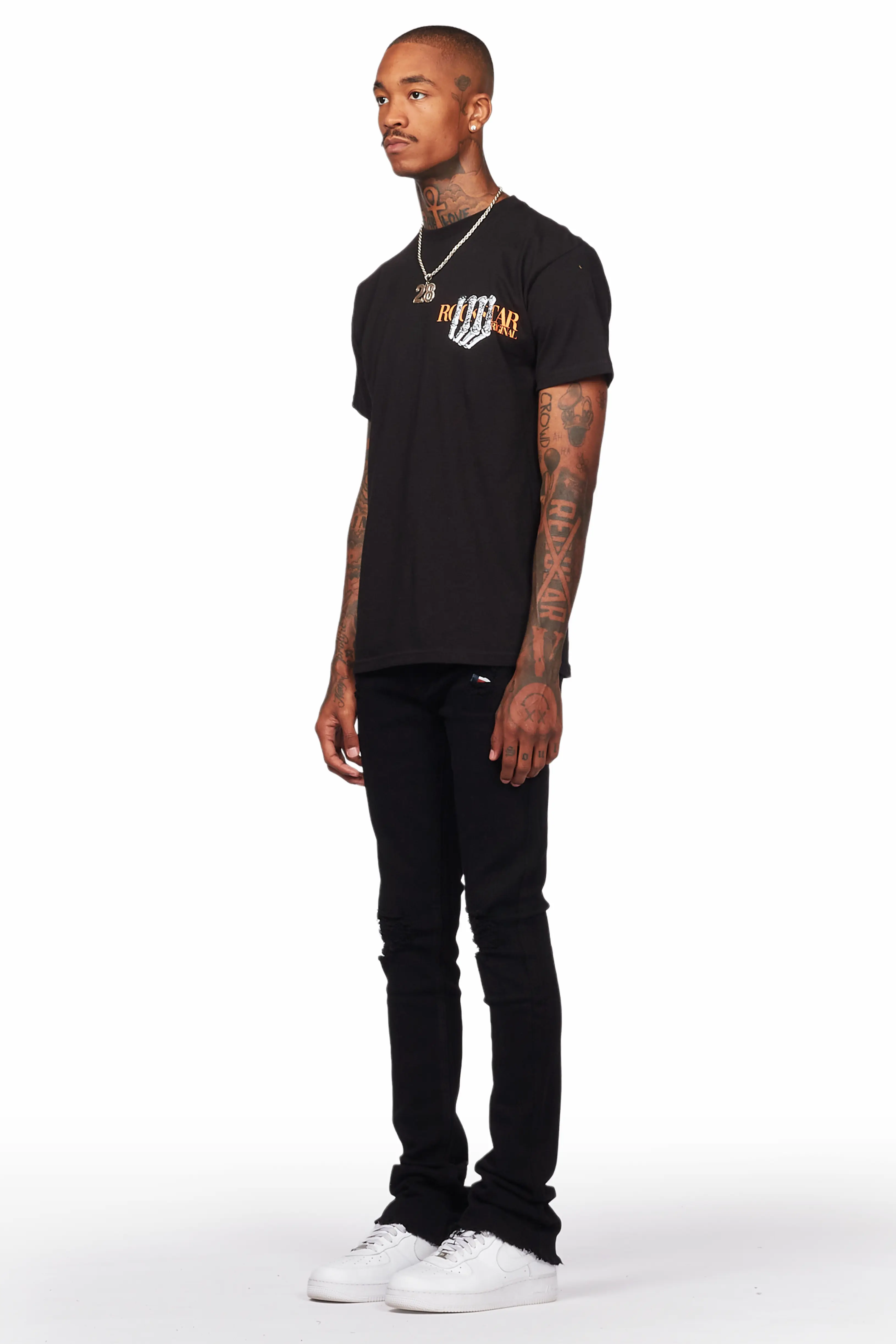 Rebel Black Stacked Flare Jean - Image 6
