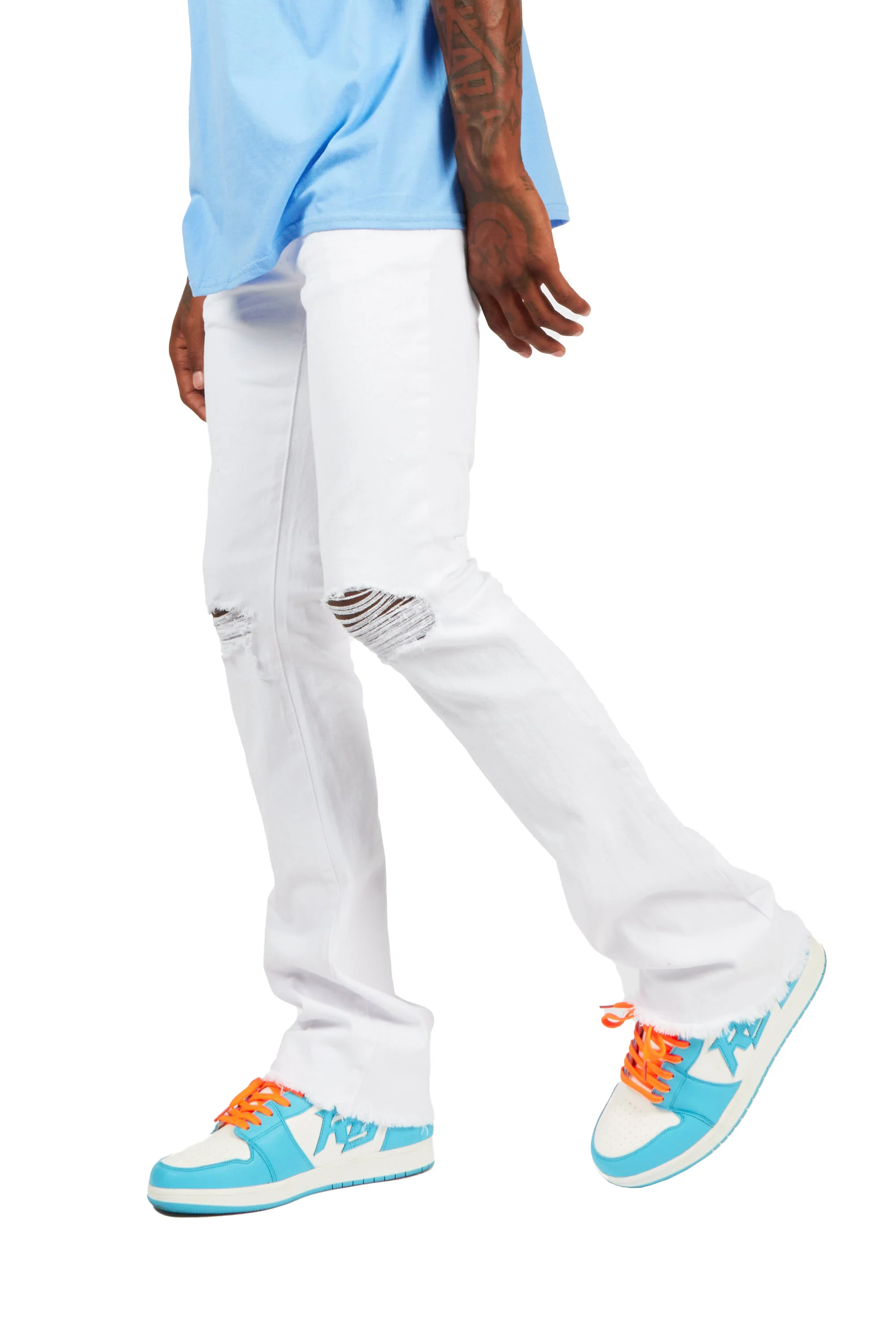 Rebel White Stacked Flare Jean - Image 8