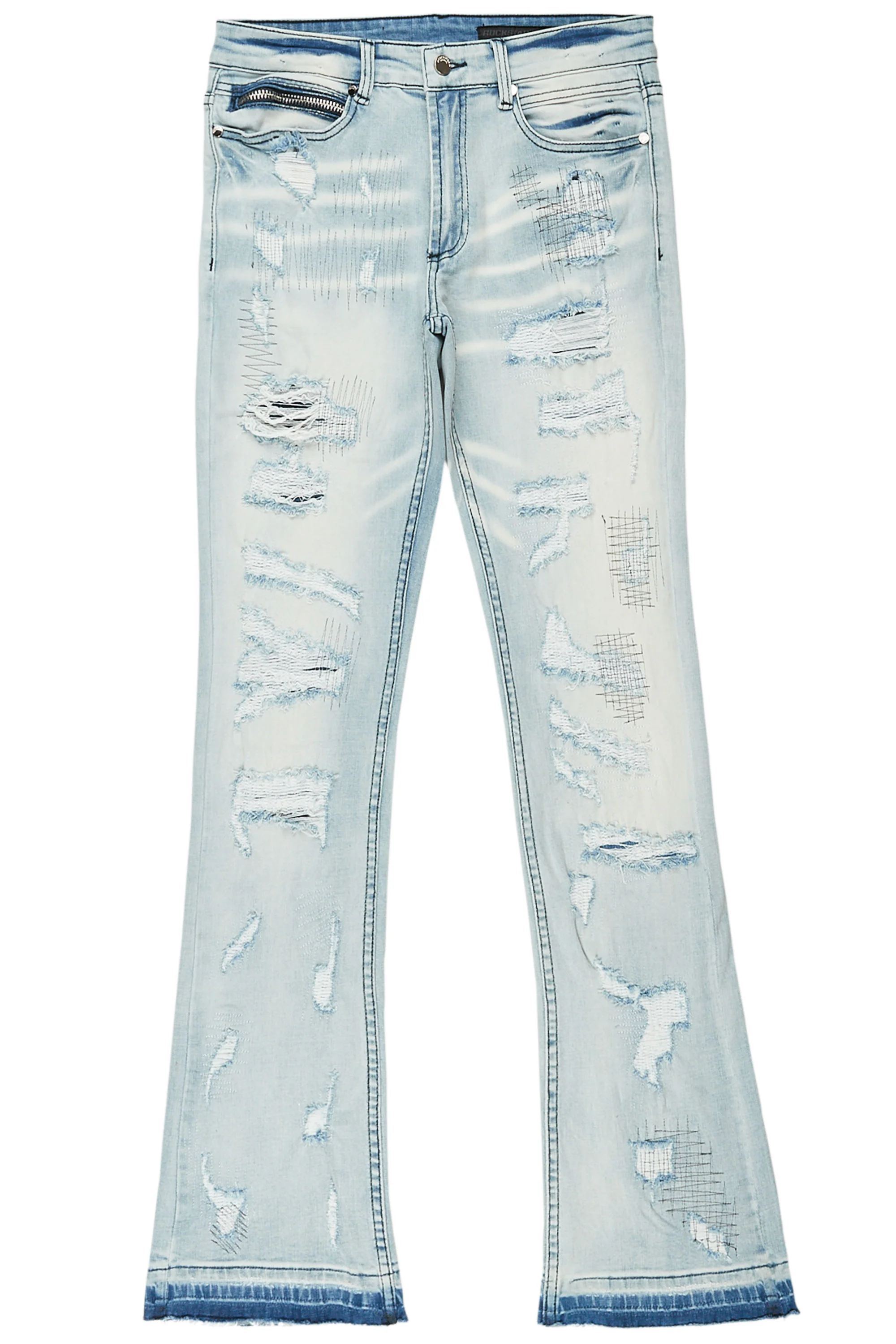 Spade Light Blue Stacked Flare Jean - Image 2