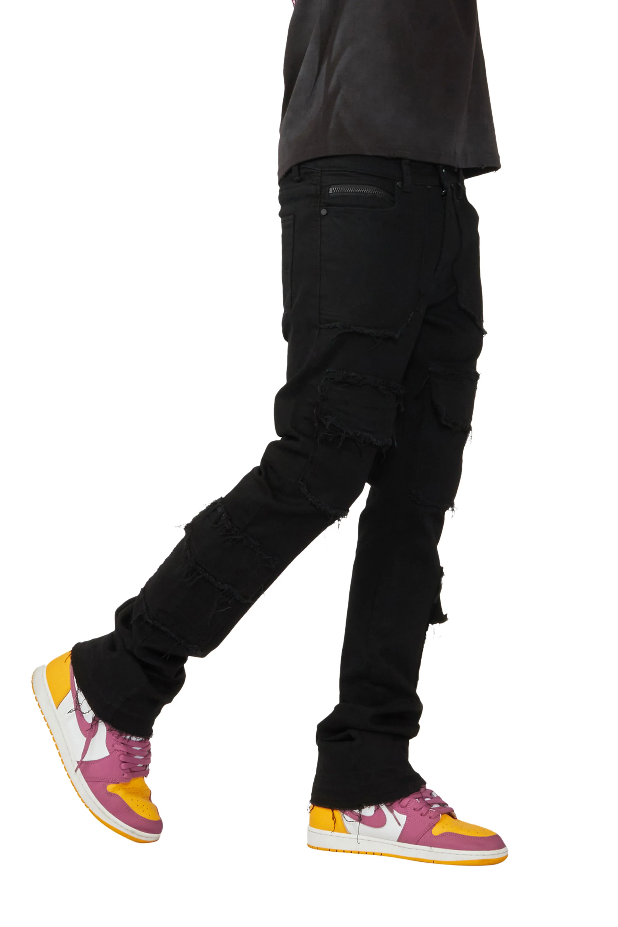Tyrell Black Stacked Flare Cargo Jean - Image 14