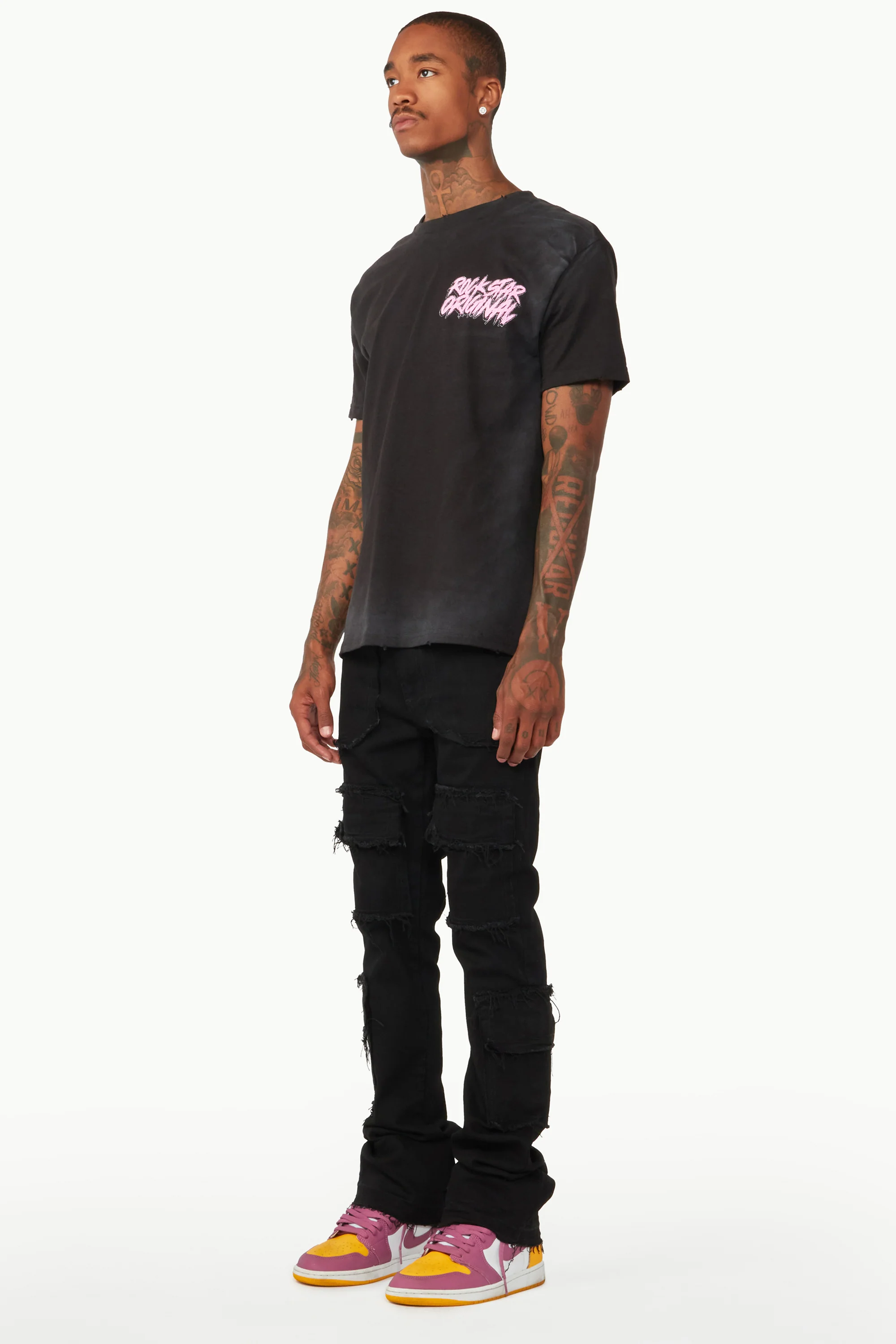 Tyrell Black Stacked Flare Cargo Jean - Image 4