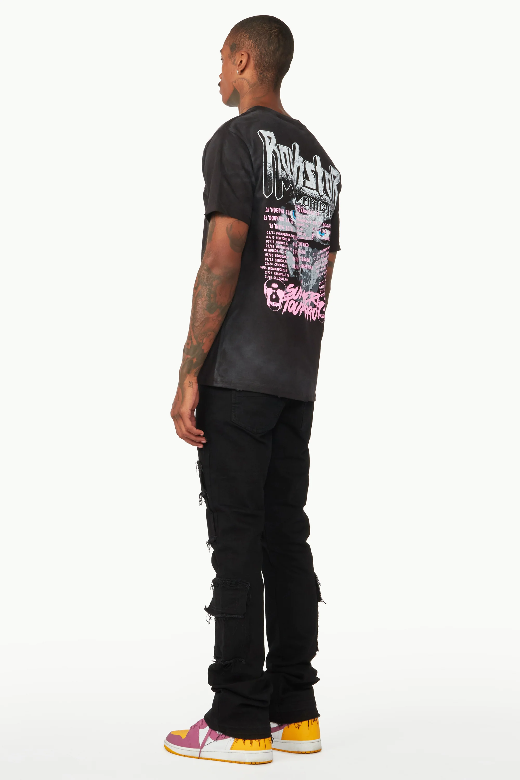 Tyrell Black Stacked Flare Cargo Jean - Image 9