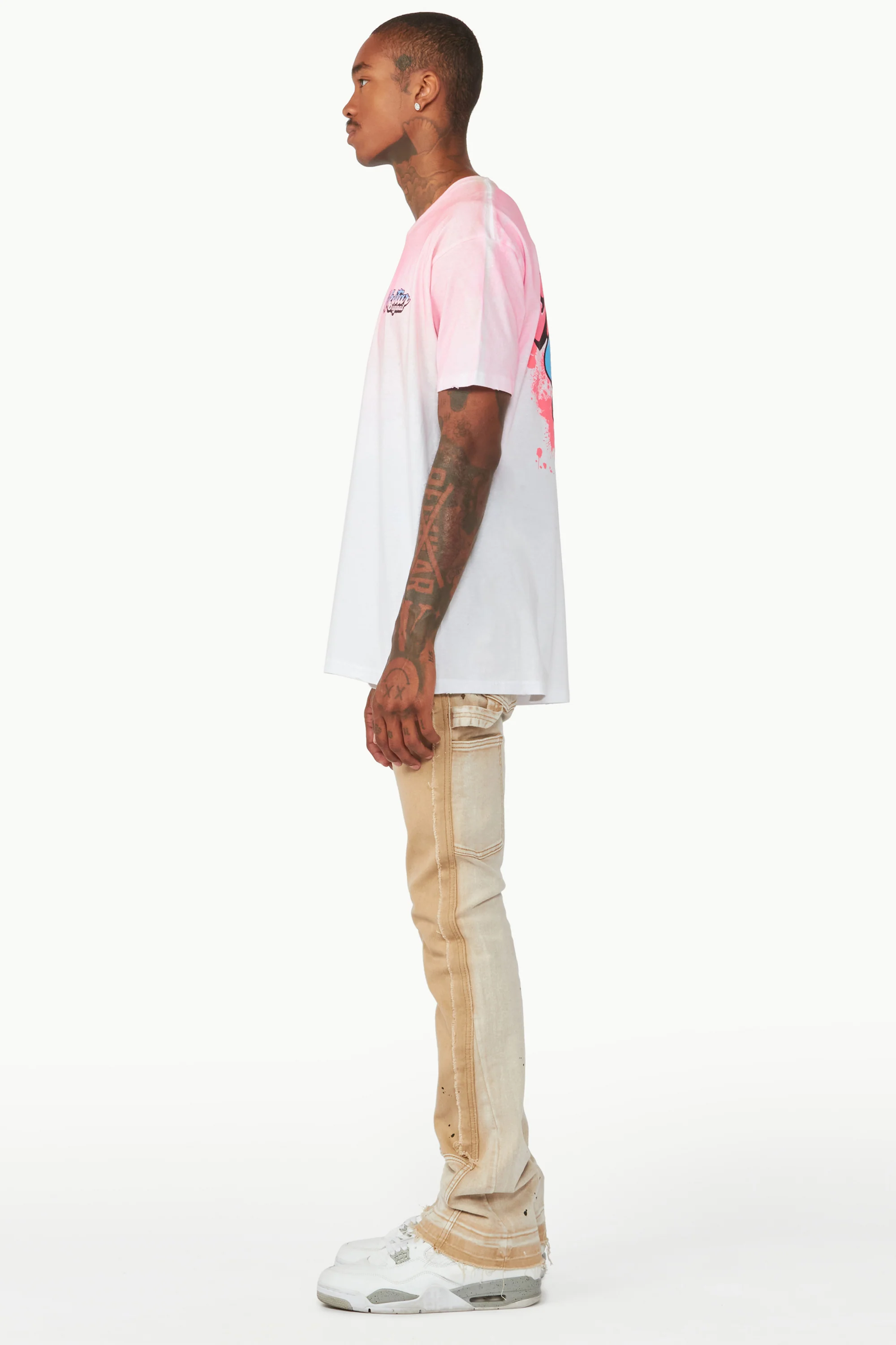 Carson Beige Stacked Flare Jean - Image 6