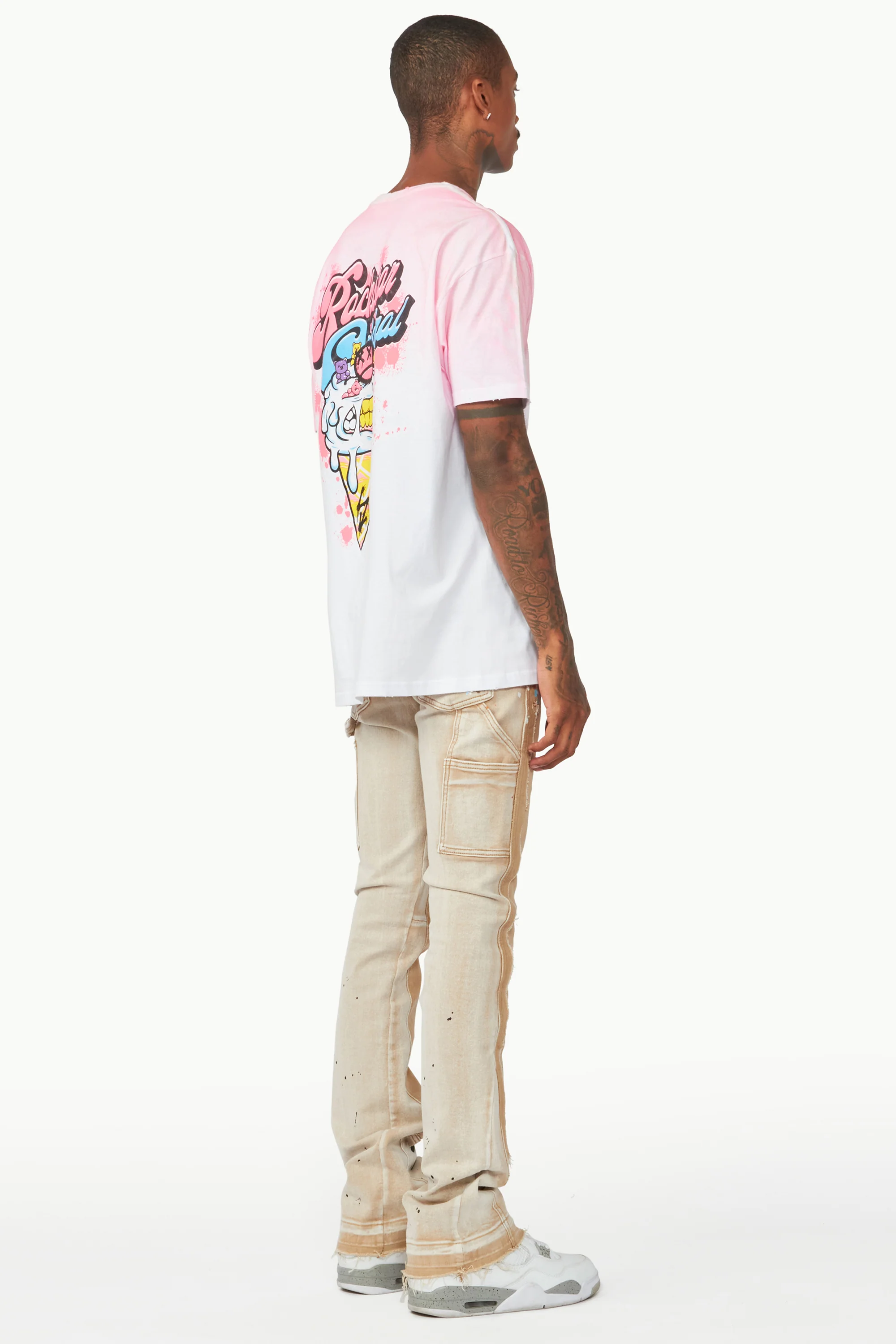 Carson Beige Stacked Flare Jean - Image 9