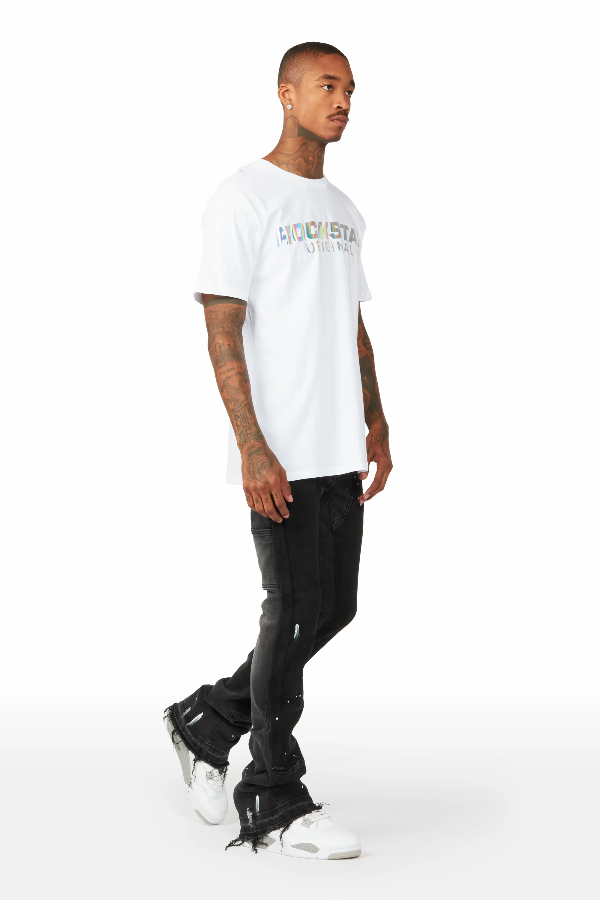 Carson Black Stacked Flare Jean - Image 5