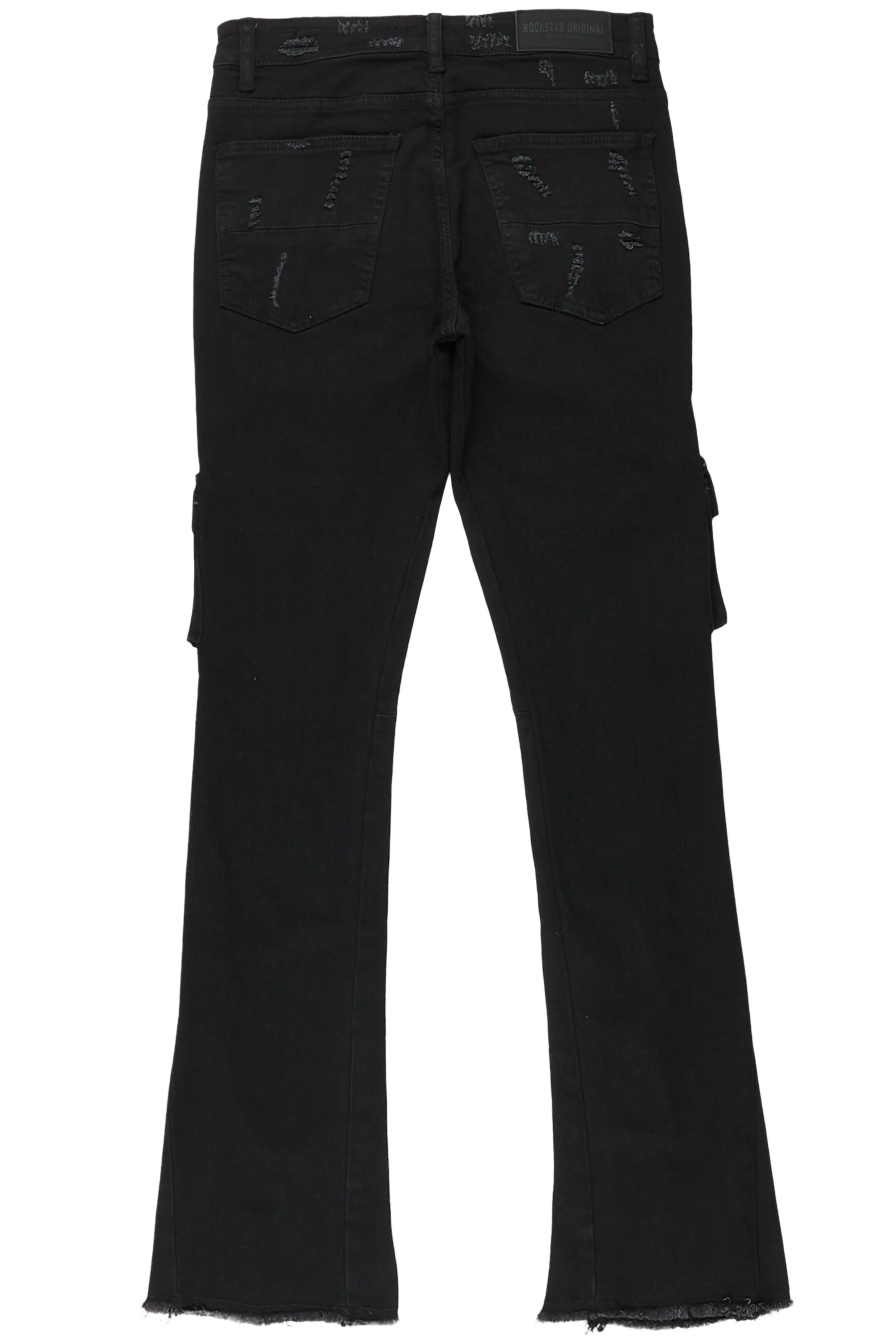 Adriel Black Cargo Stacked Flare Jean - Image 4