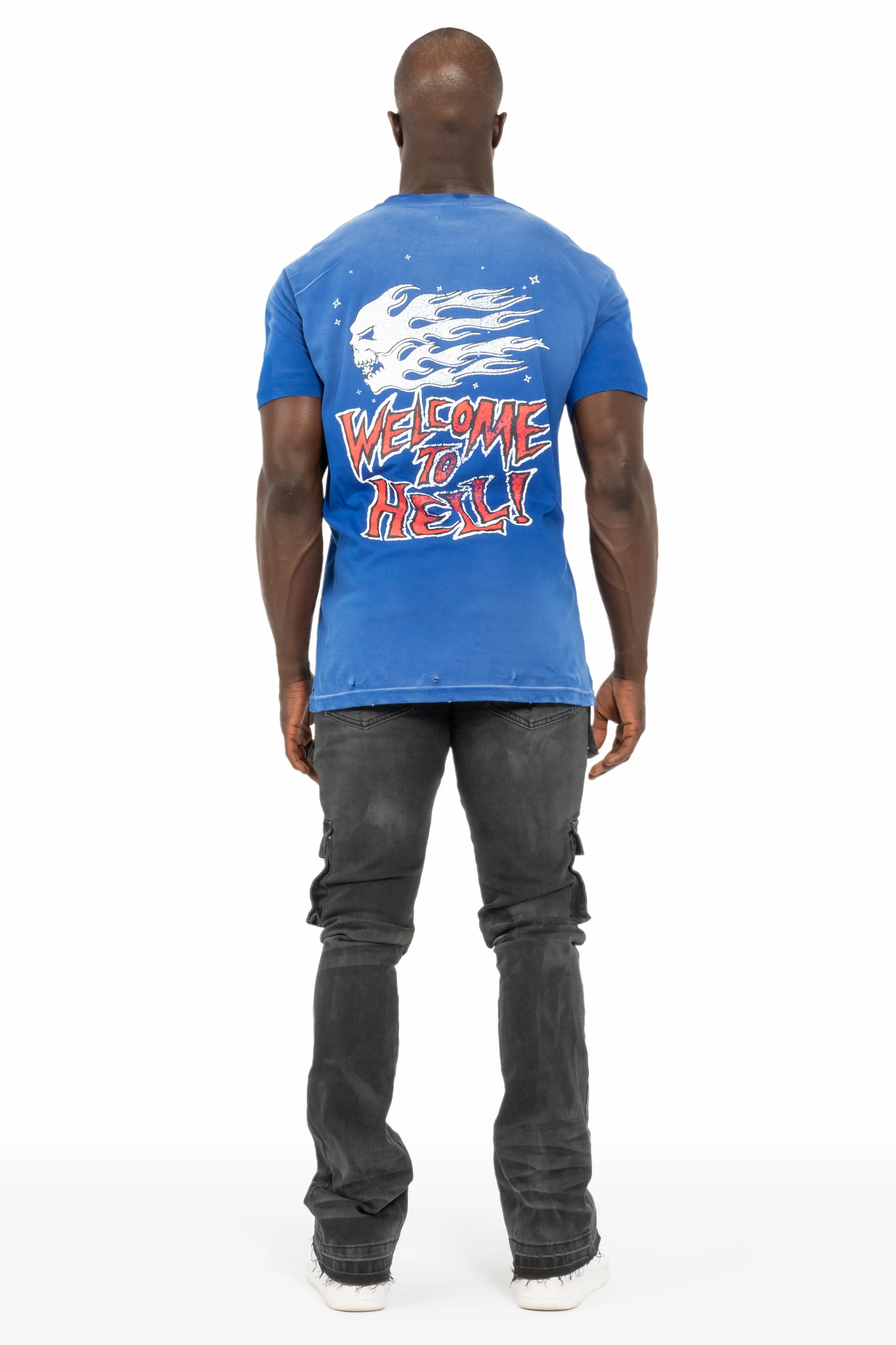 Adriel Grey Wash Cargo Stacked Flare Jean - Image 4