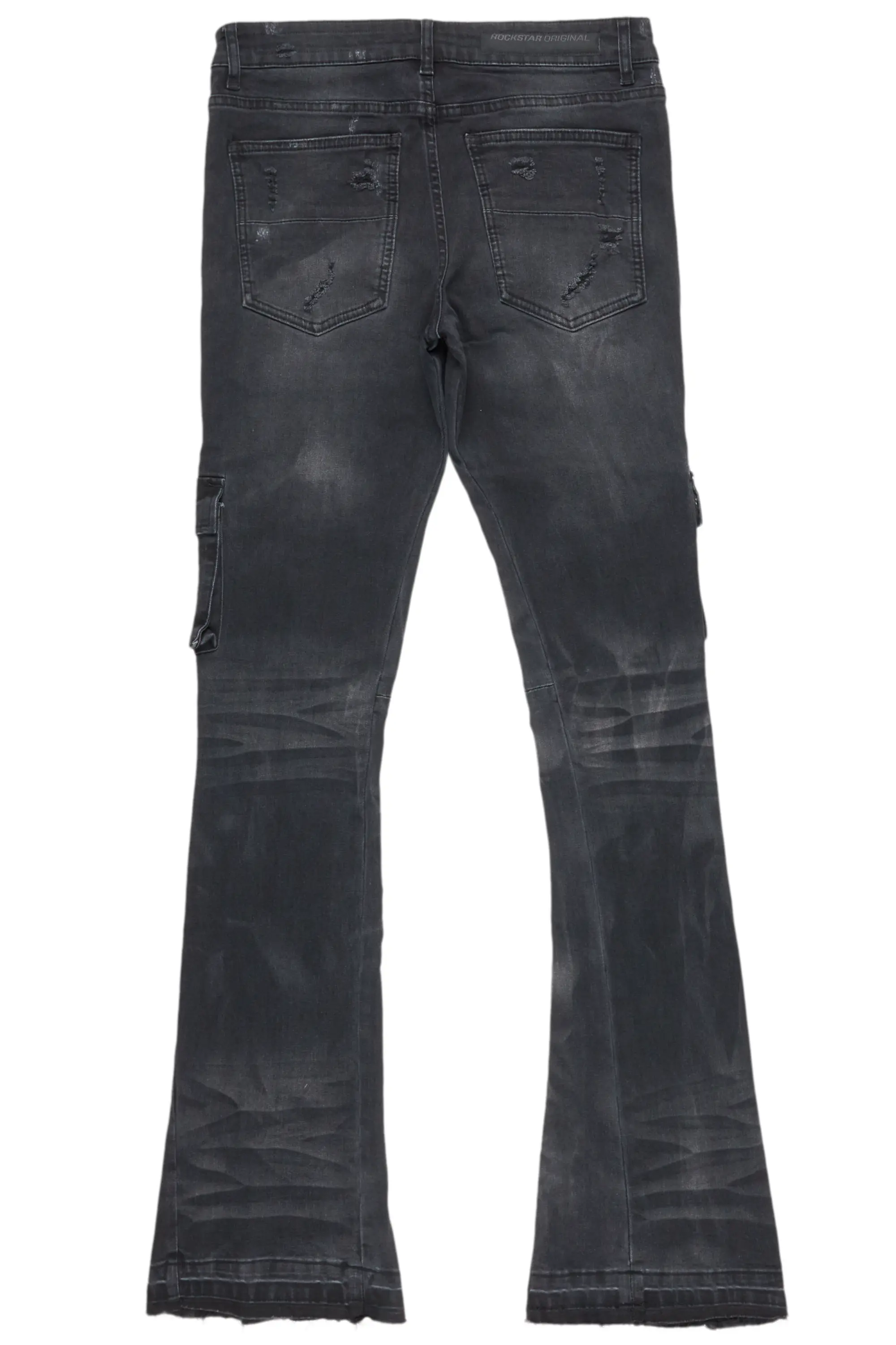 Adriel Grey Wash Cargo Stacked Flare Jean - Image 8