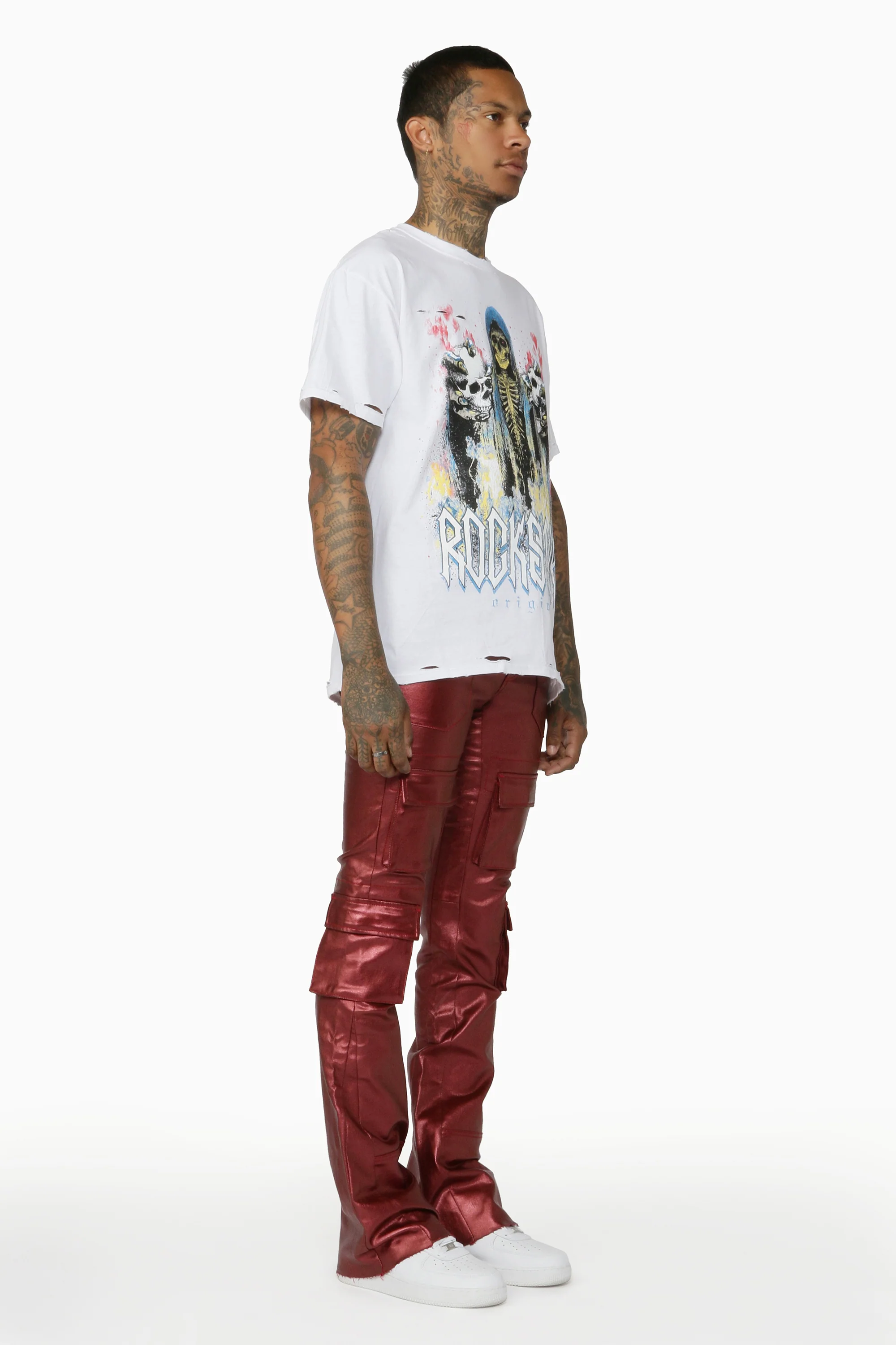 Rancid Burgundy Coated Flare Jean - Image 5