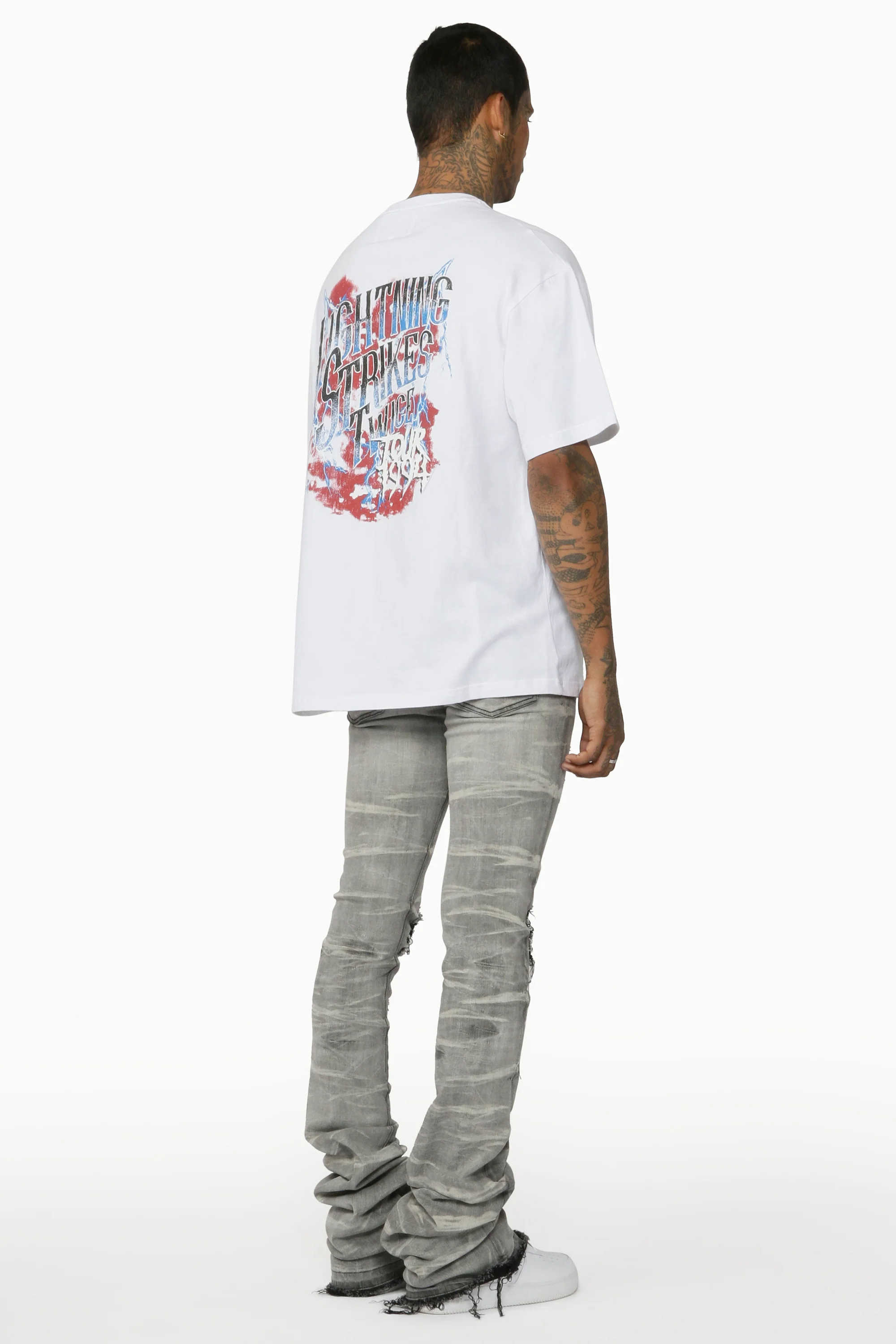 Sniper Light Grey Super Stacked Flare Jean - Image 10