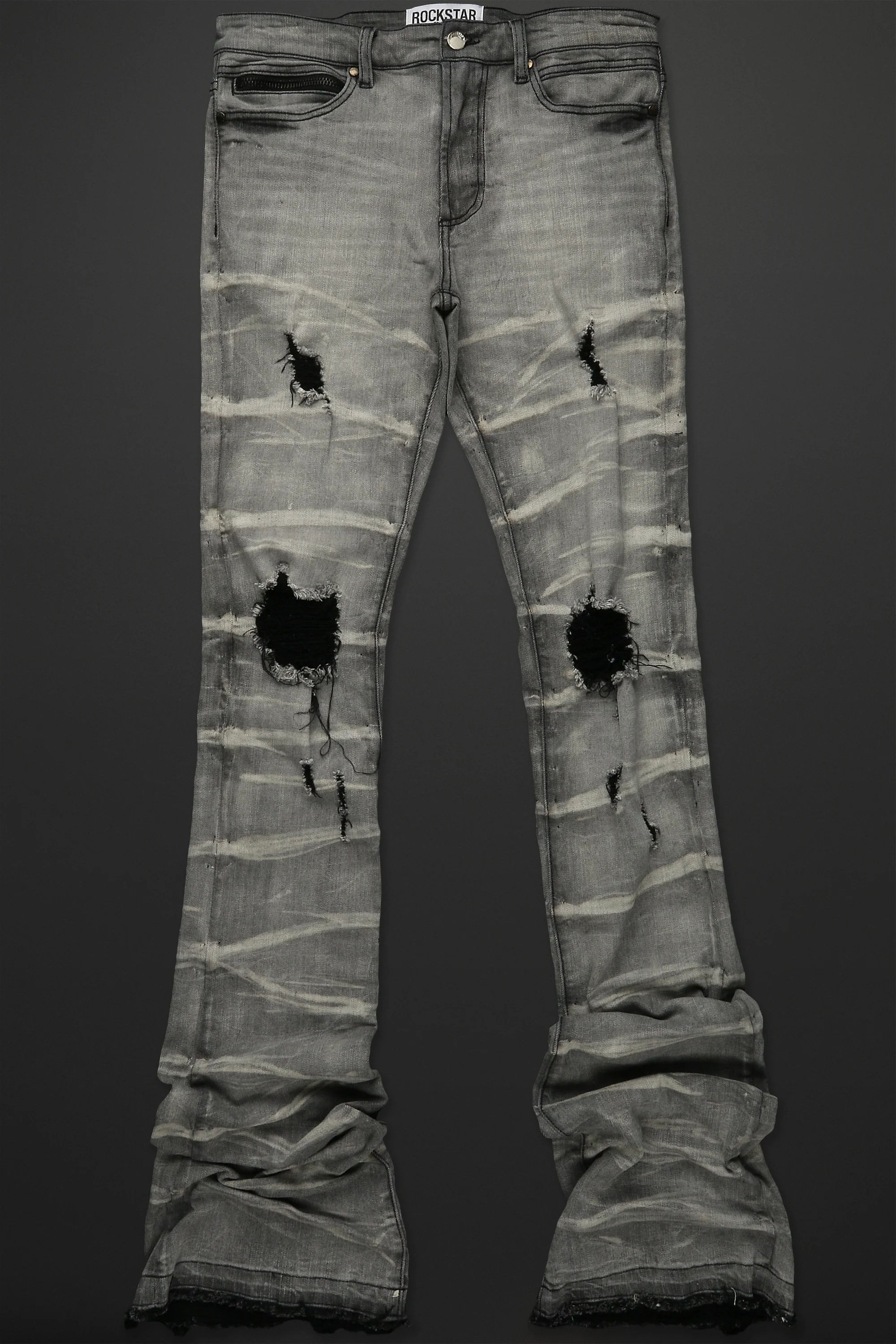 Sniper Light Grey Super Stacked Flare Jean - Image 3