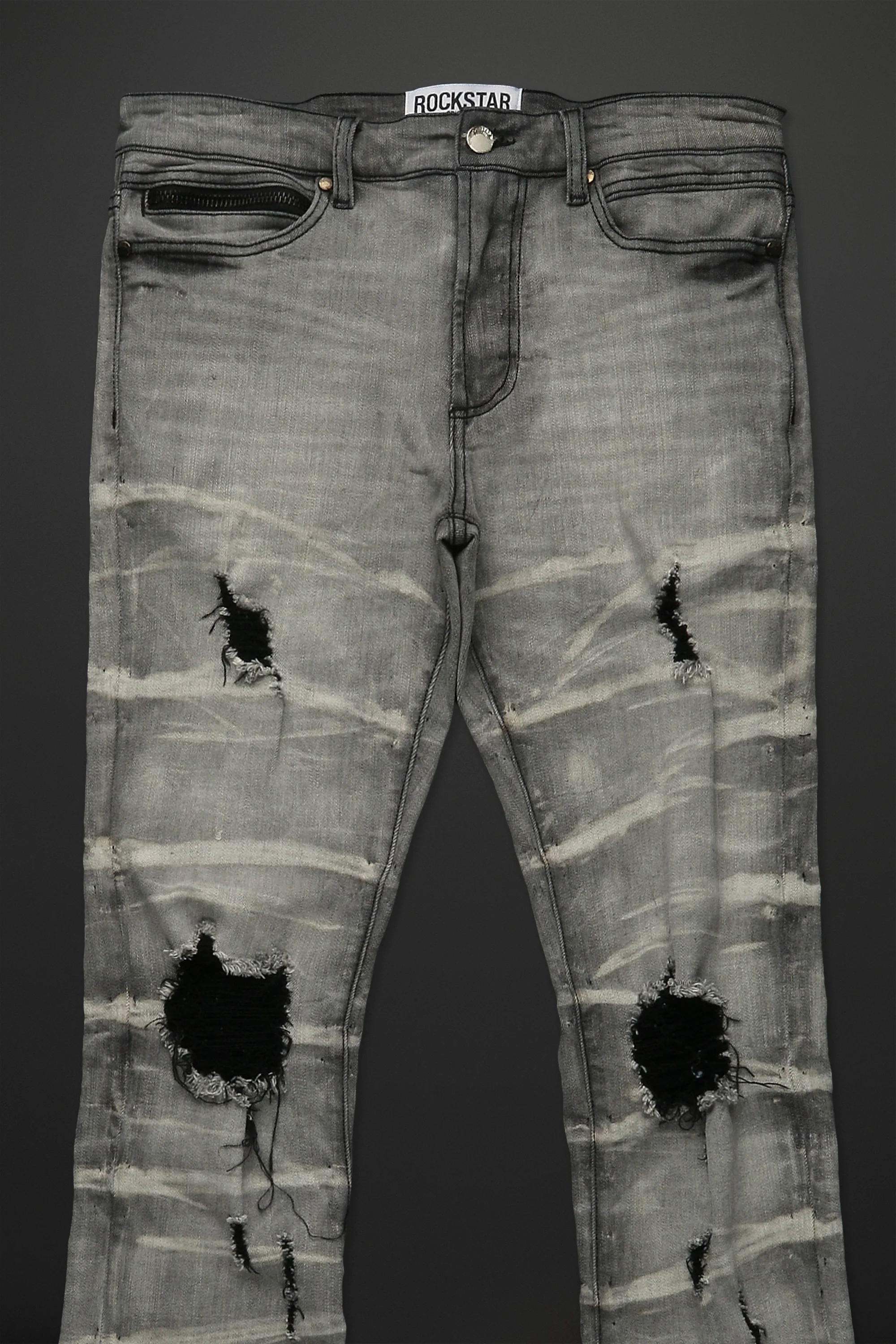Sniper Light Grey Super Stacked Flare Jean - Image 4