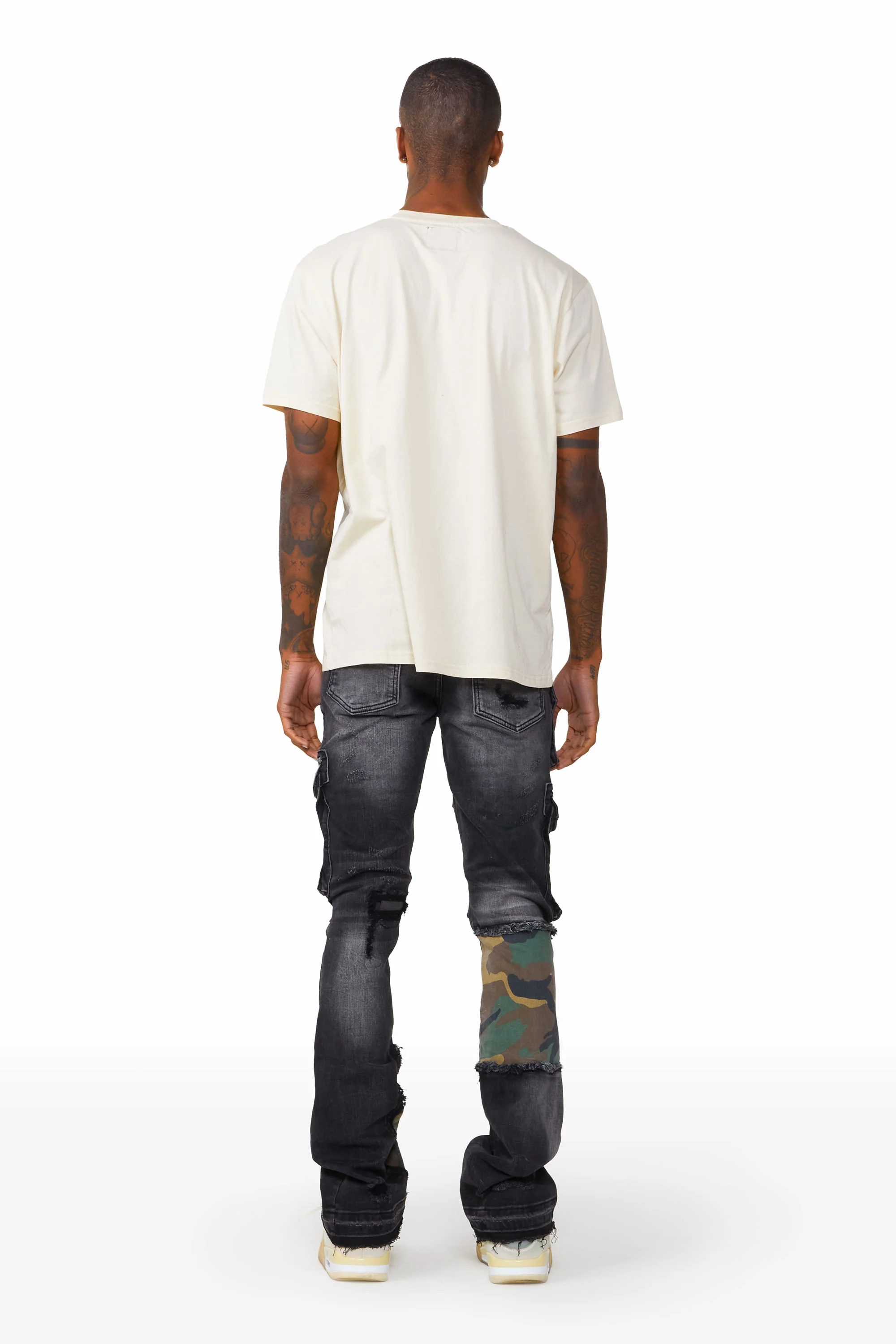 Zeta Grey Stacked Flare Jean - Image 5