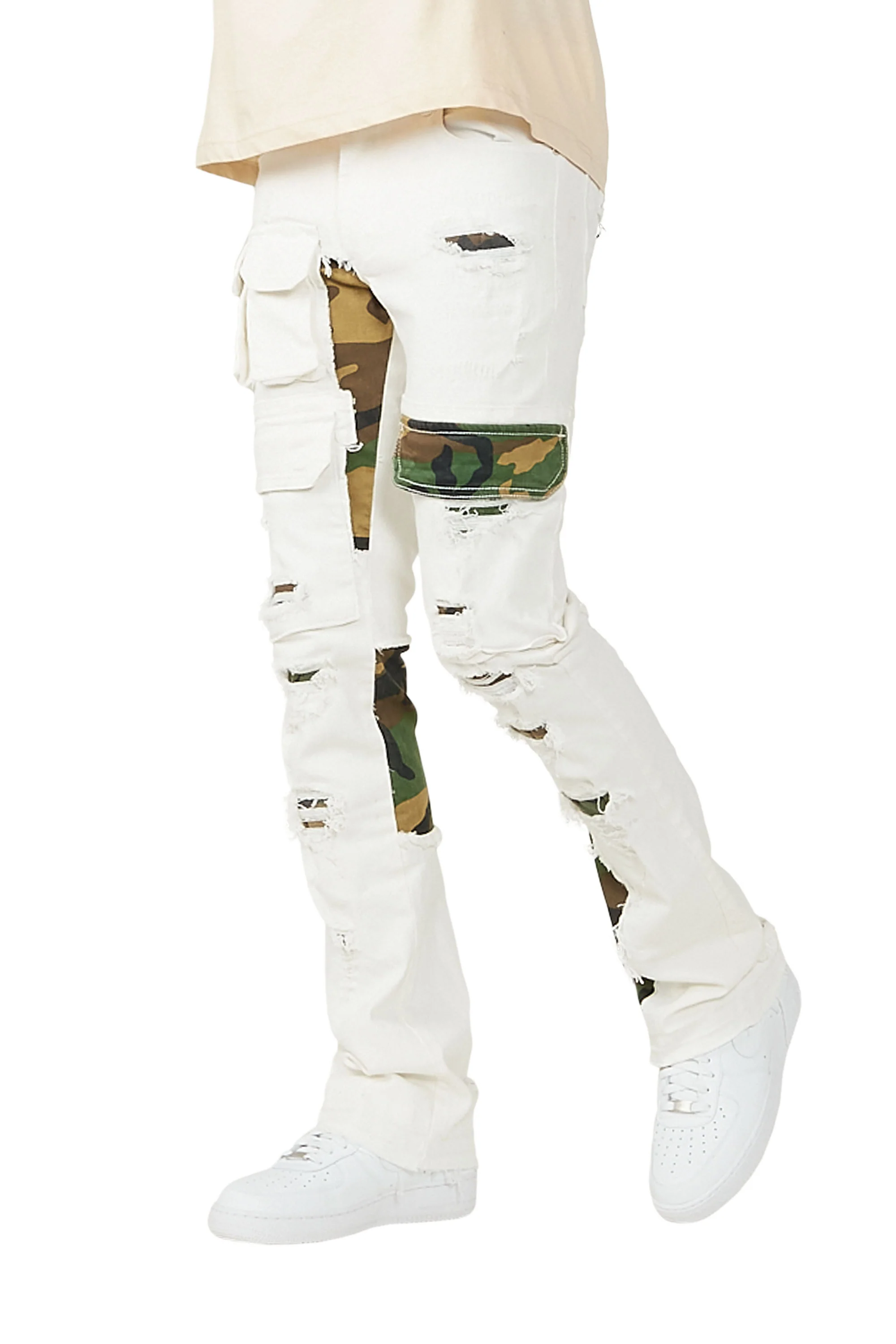 Zeta White Stacked Flare Jean - Image 2