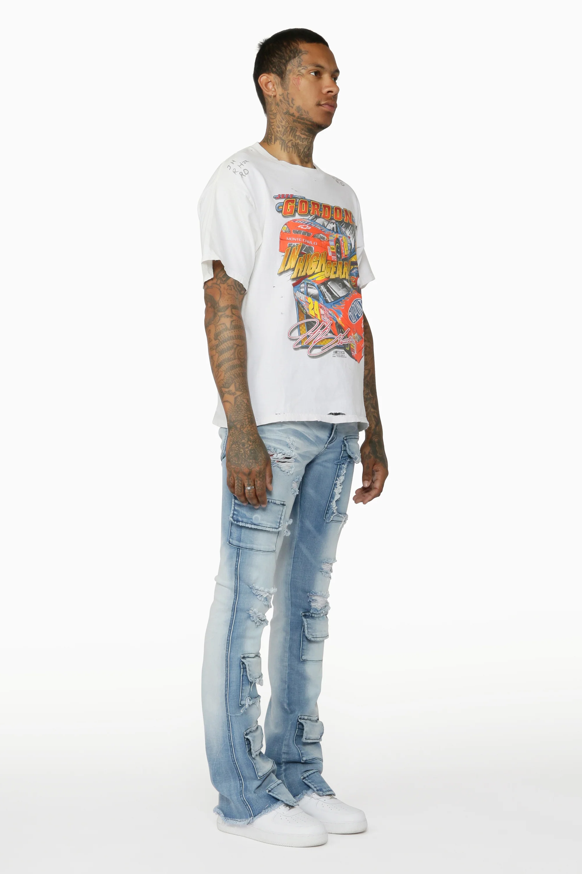 Glenn Blue Stacked Flare Jean - Image 4