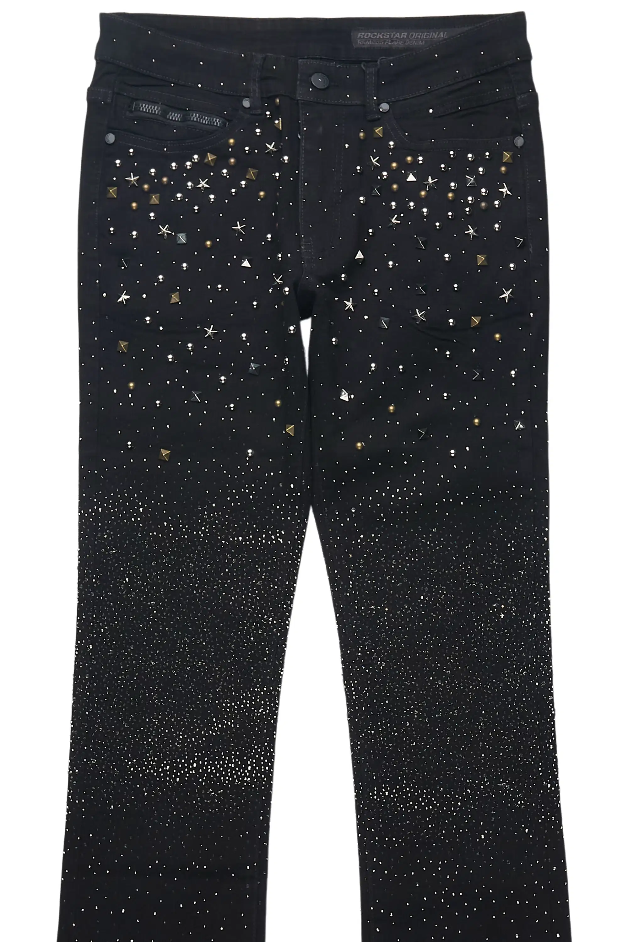Onyx Black Stacked Flare Jean - Image 7