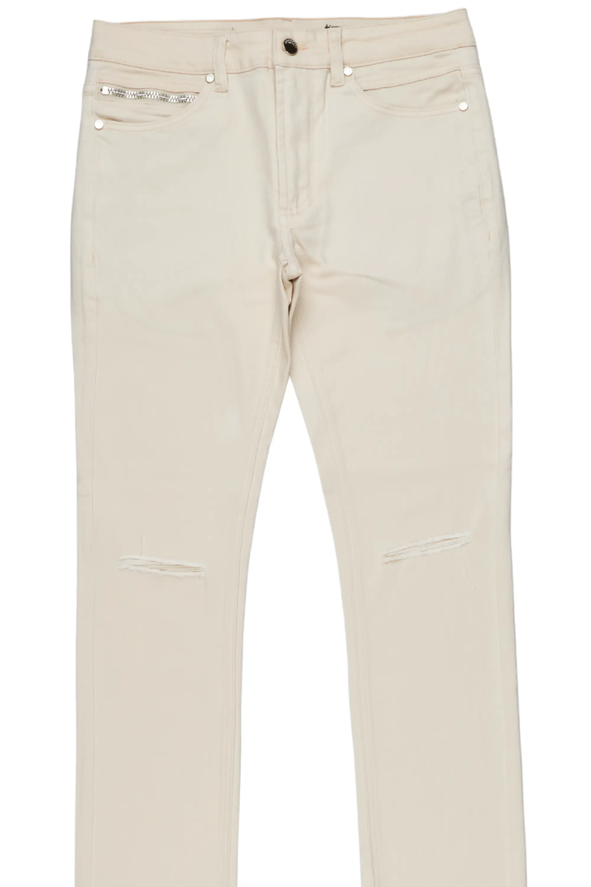 Josiah Beige Super Stacked Flare Jean - Image 3