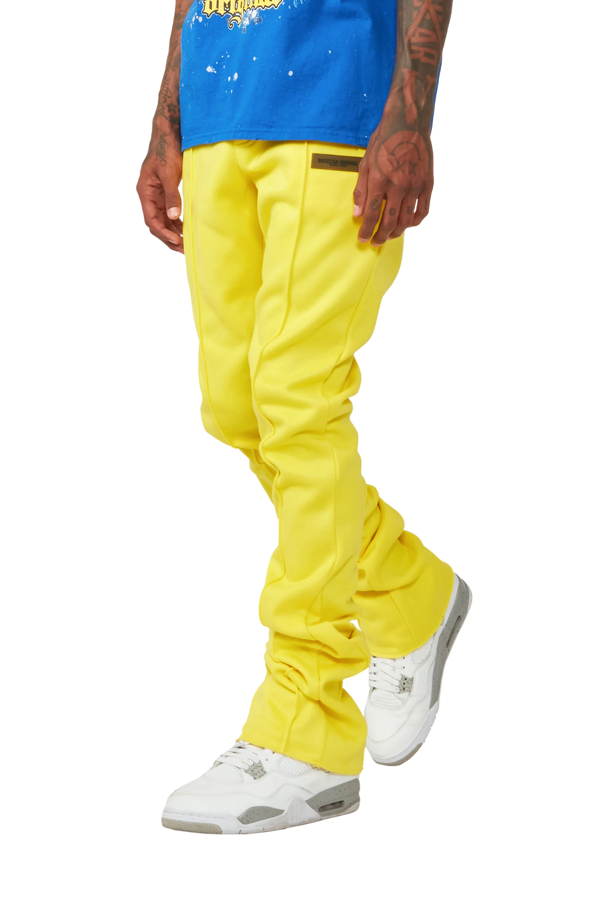 Branson Yellow Stacked Flare Trackpant - Image 12