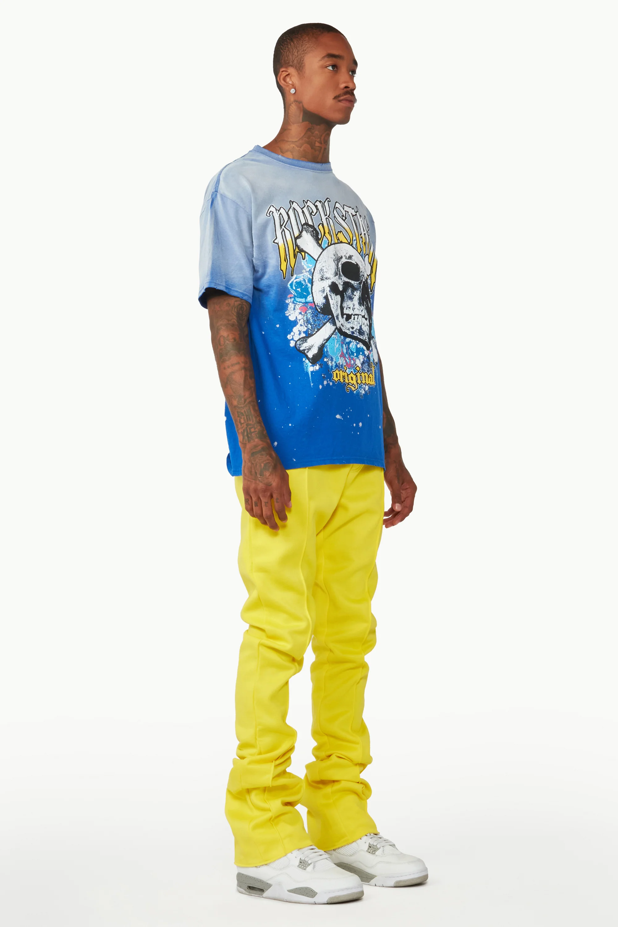 Branson Yellow Stacked Flare Trackpant - Image 4