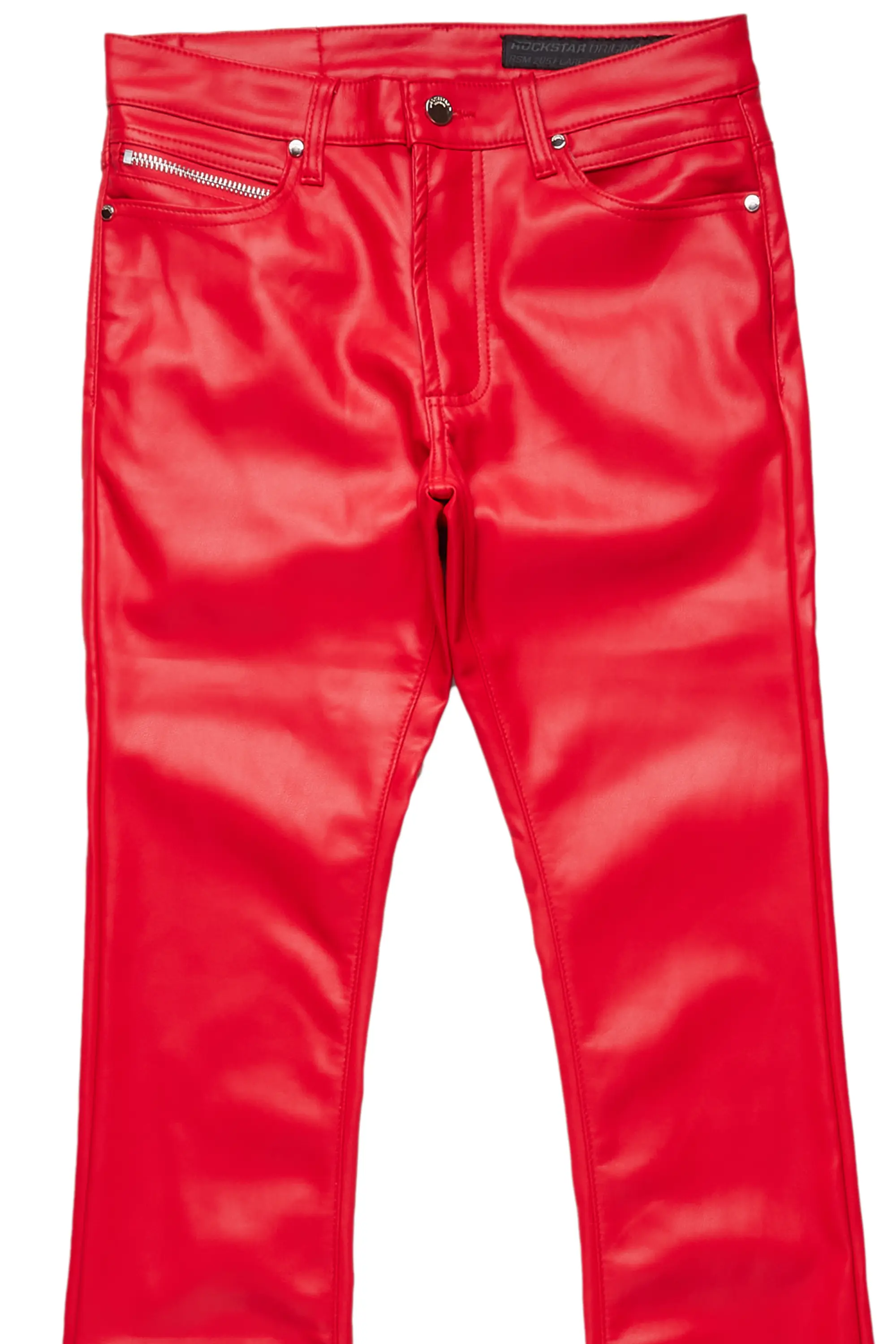 Ennis Red PU Stacked Flare Jean - Image 7