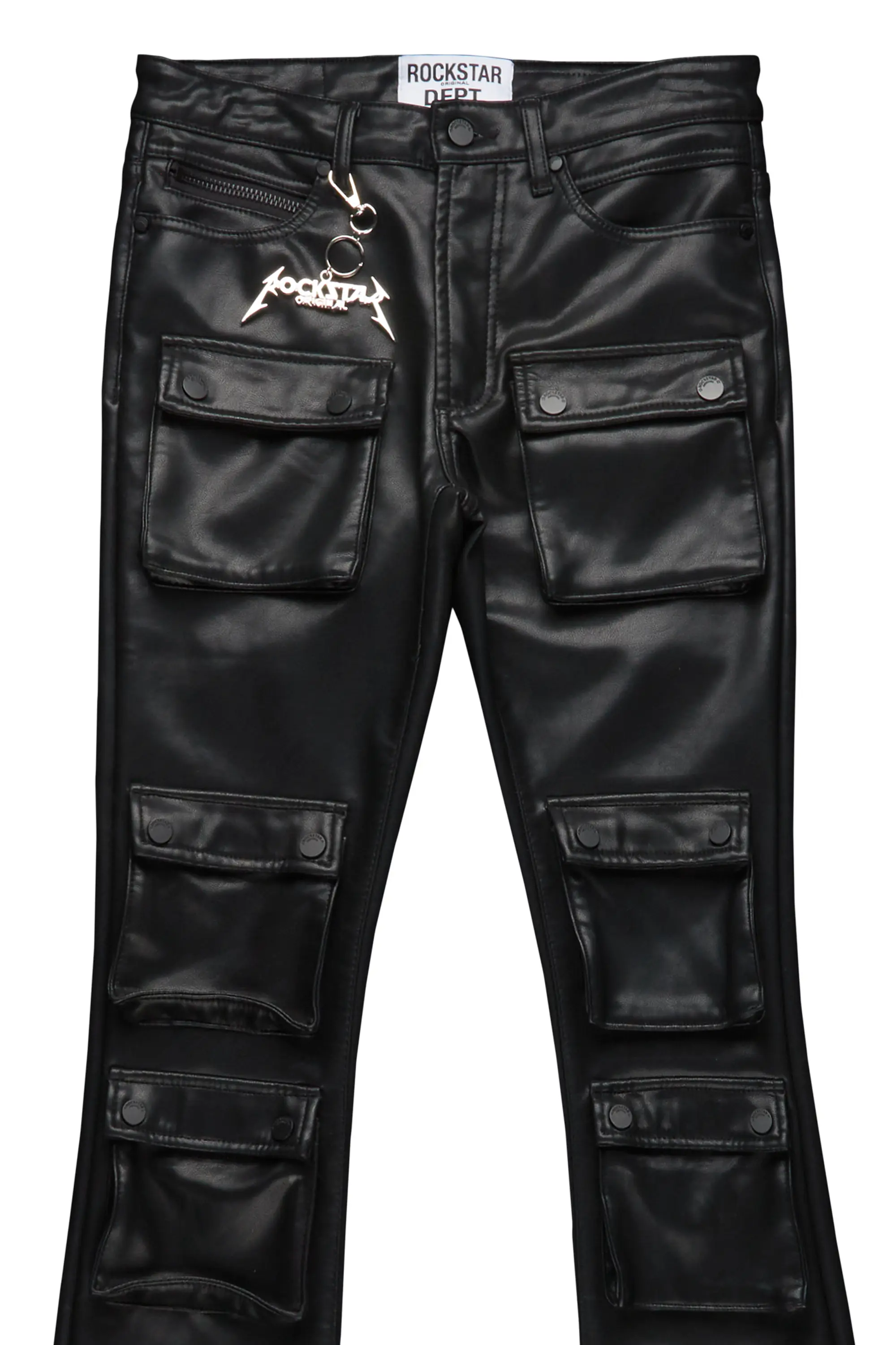Remi Black Faux Leather Stacked Flare Jean - Image 13
