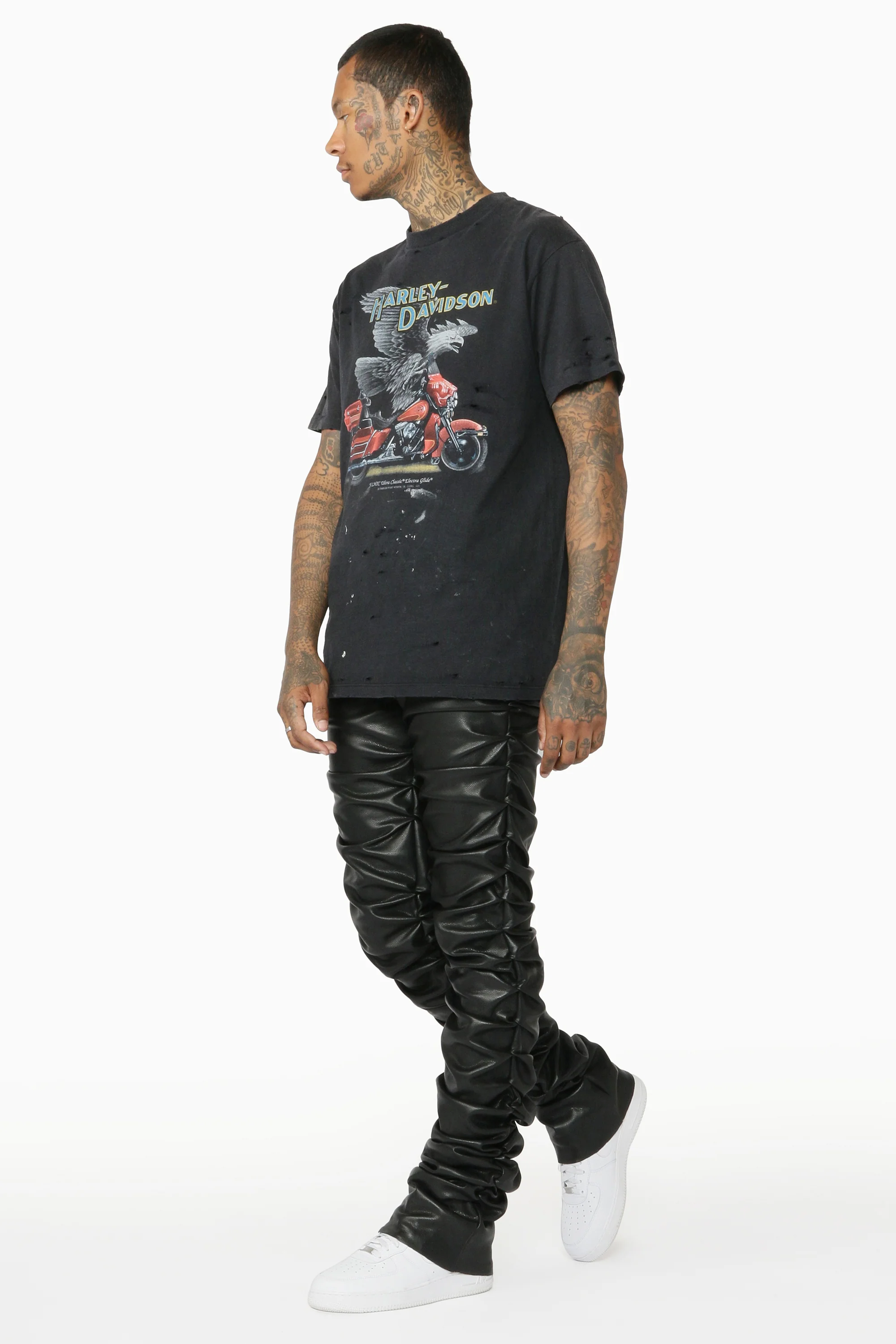 Huck Black Faux Leather Stacked Jean - Image 11