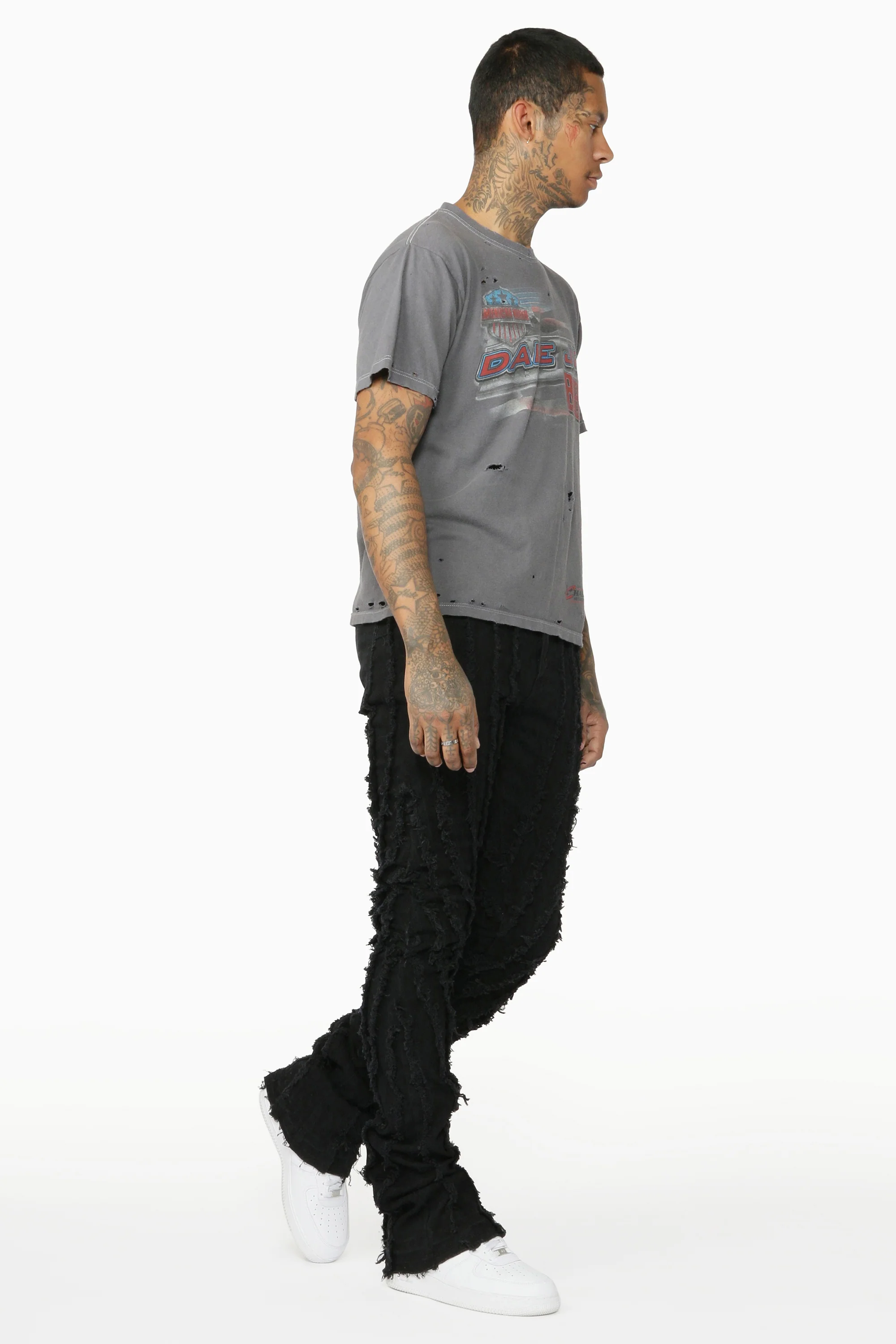 Lazer Black Stacked Flare Jean - Image 12