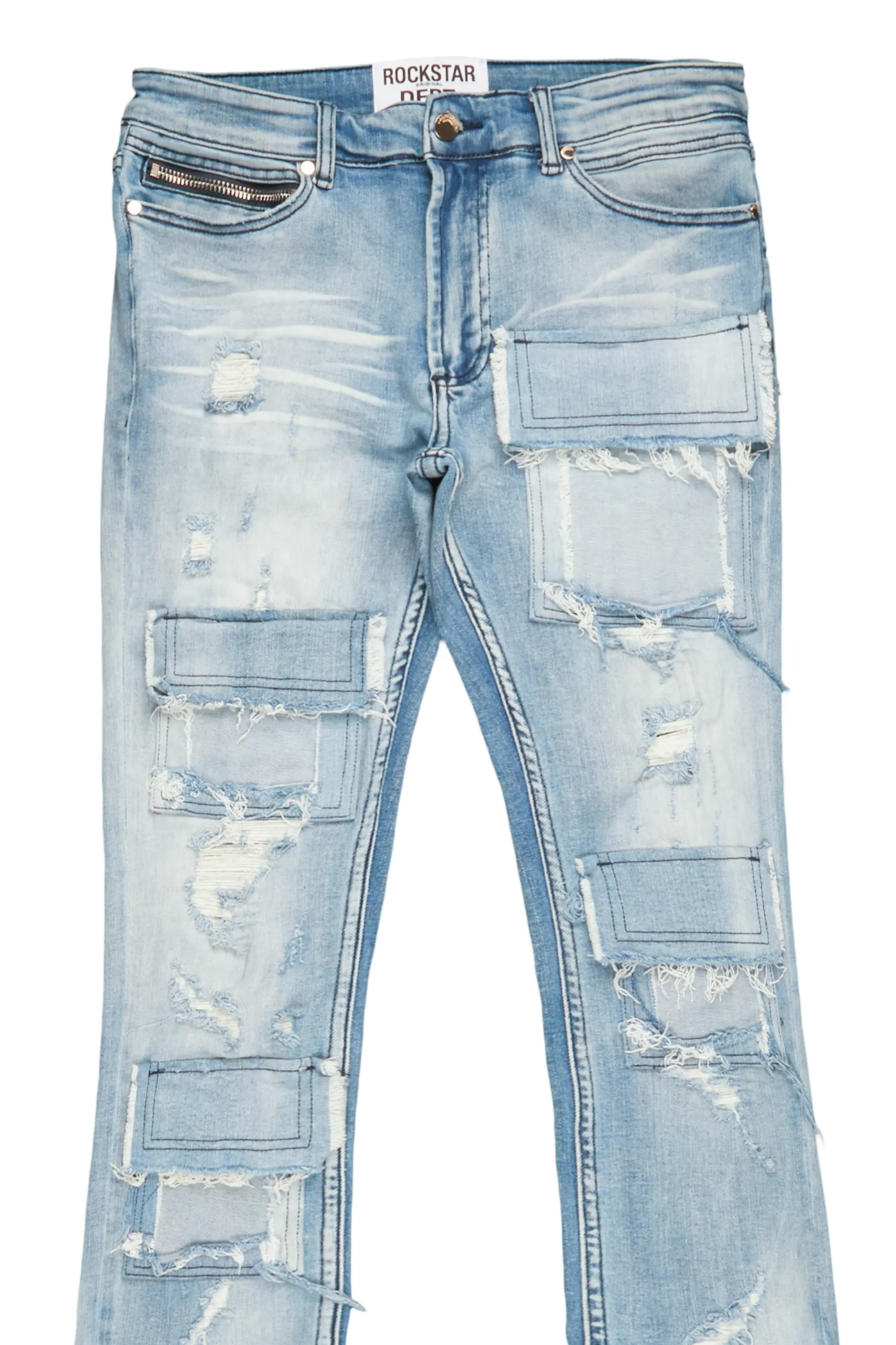 Pooja Blue Super Stacked Flare Jean - Image 13