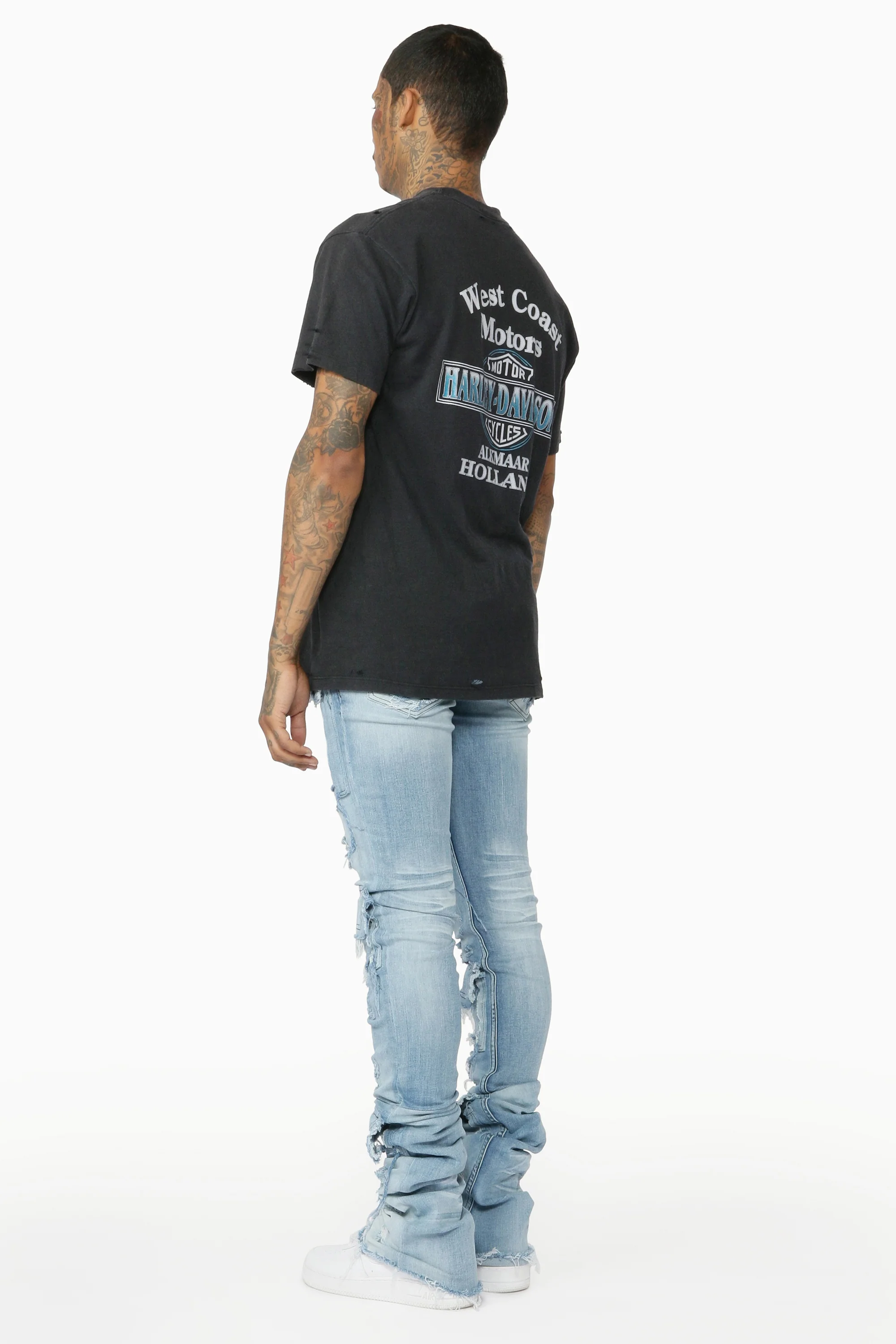 Pooja Blue Super Stacked Flare Jean - Image 8