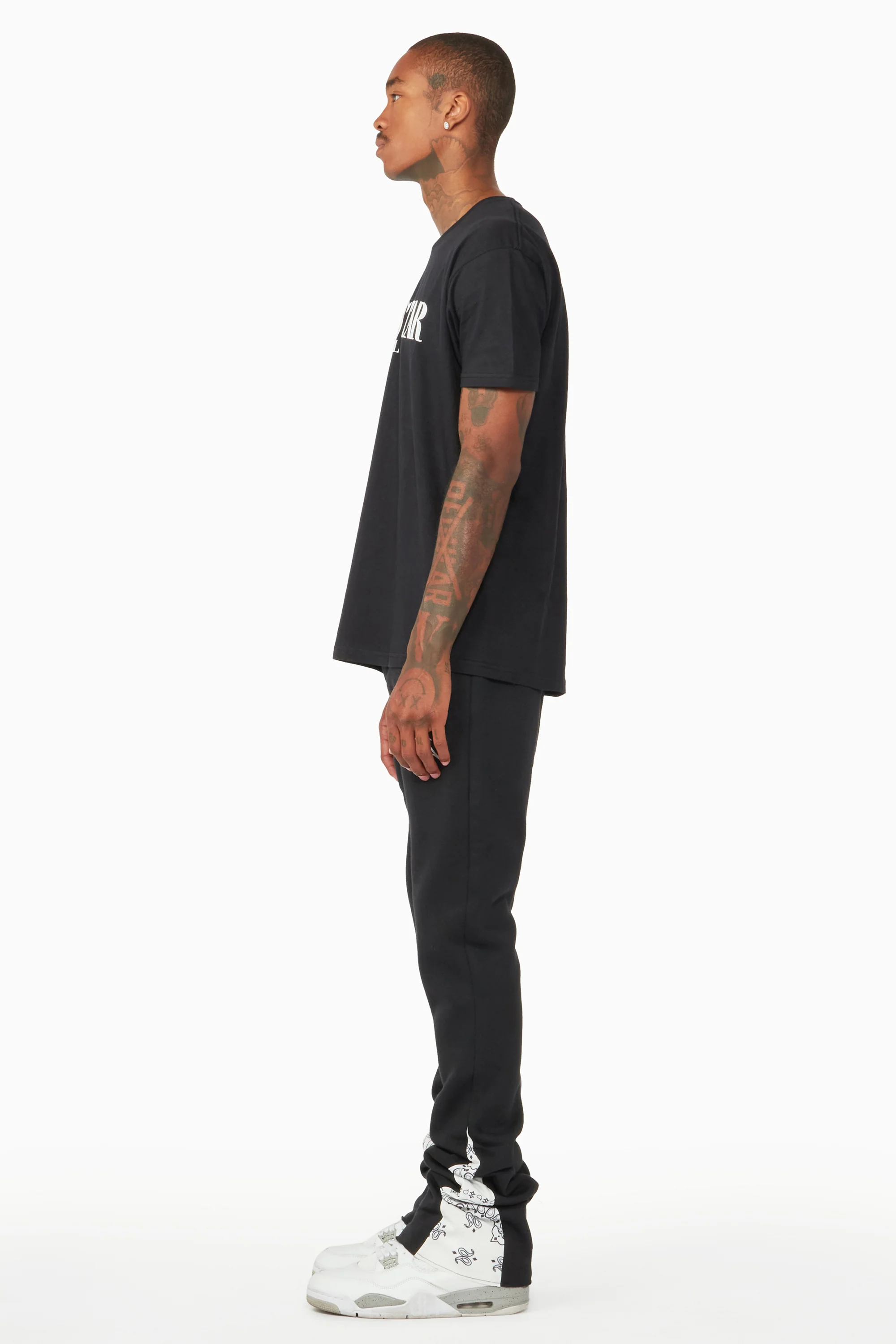 Everest Black/Bandana White Stacked Flare Track Pant - Image 6
