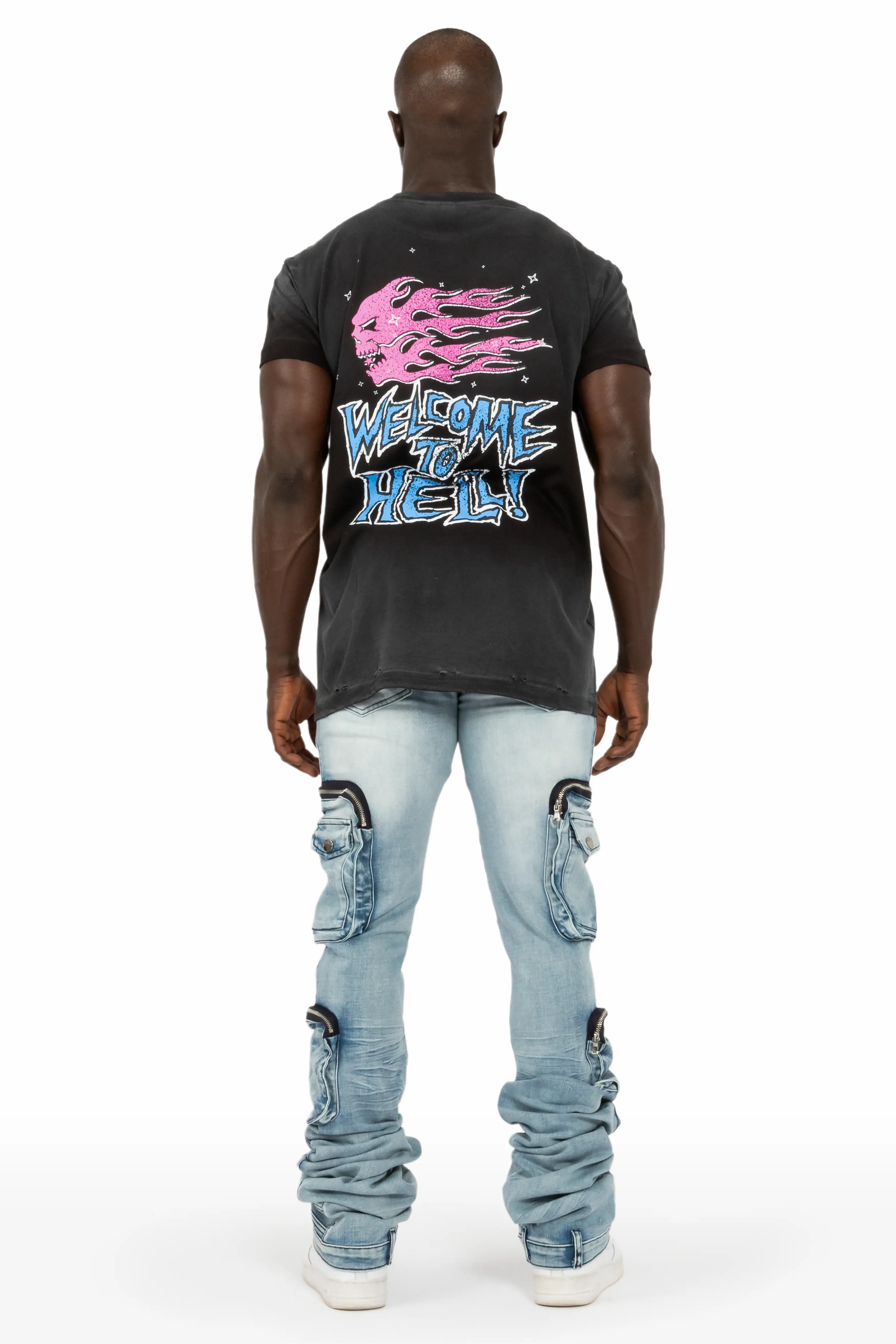 Shane Light Blue Super Stacked Flare Jean - Image 5