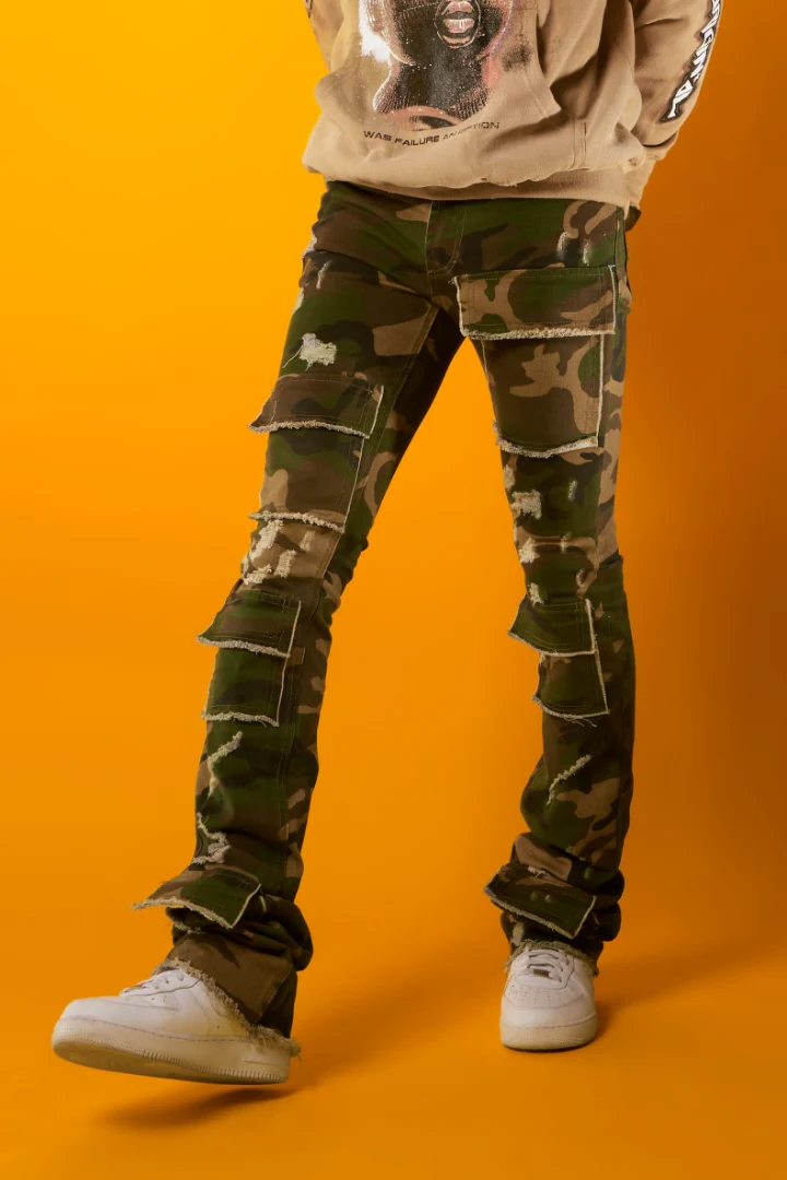 Petrus Camo Super Stacked Flare Jean - Image 2