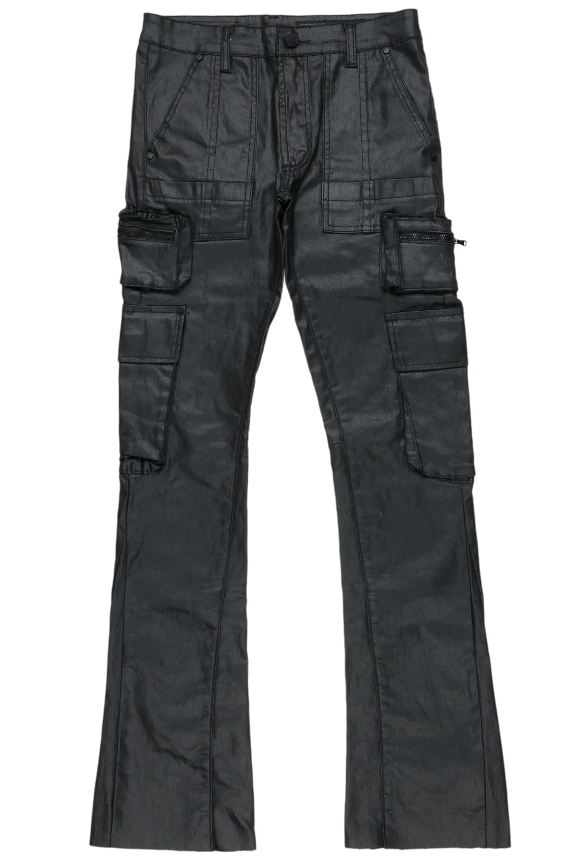 Ritz Black Coated Stacked Flare Jean - Image 2