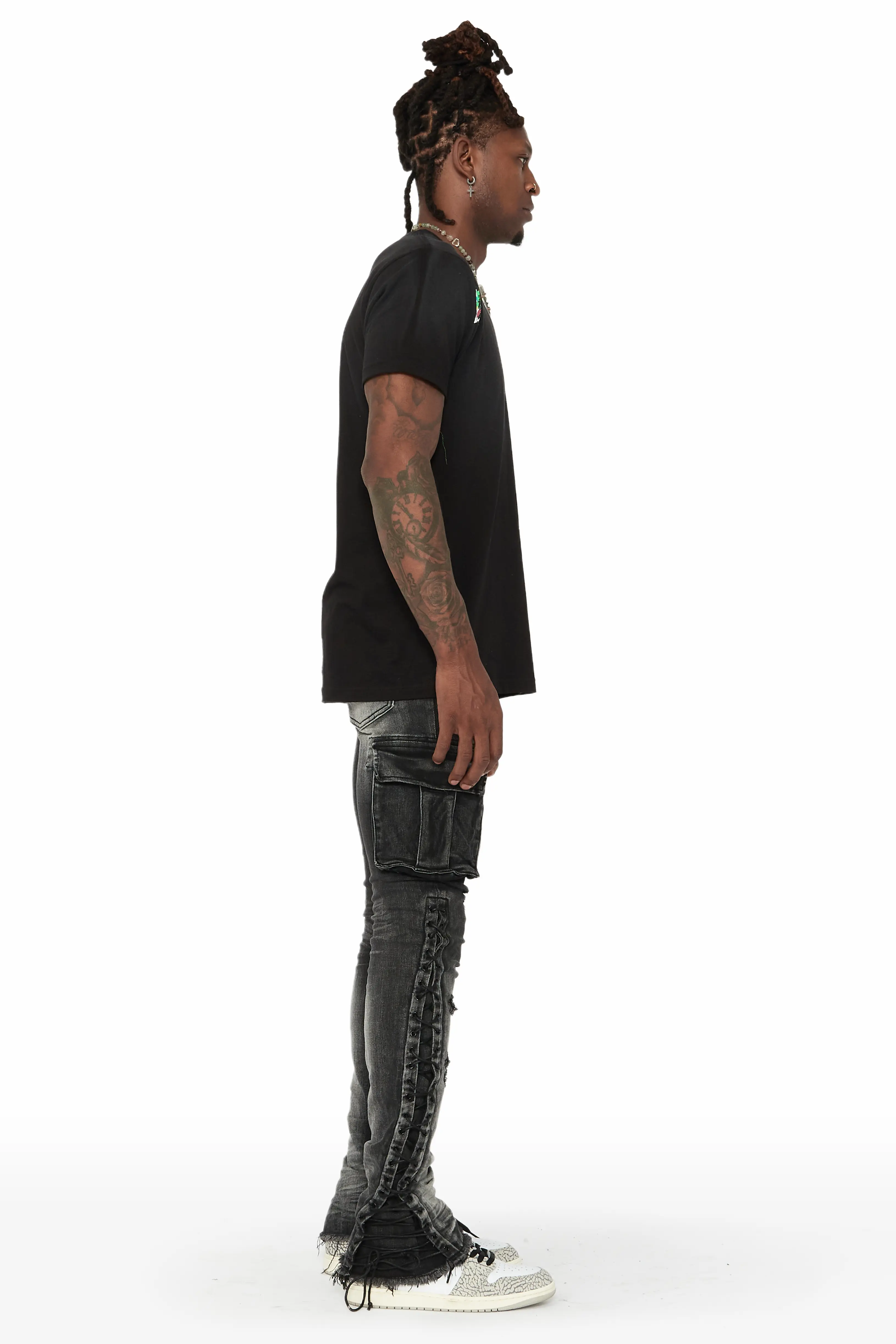 Ronoh Grey Wash Stacked Flare Jean - Image 4