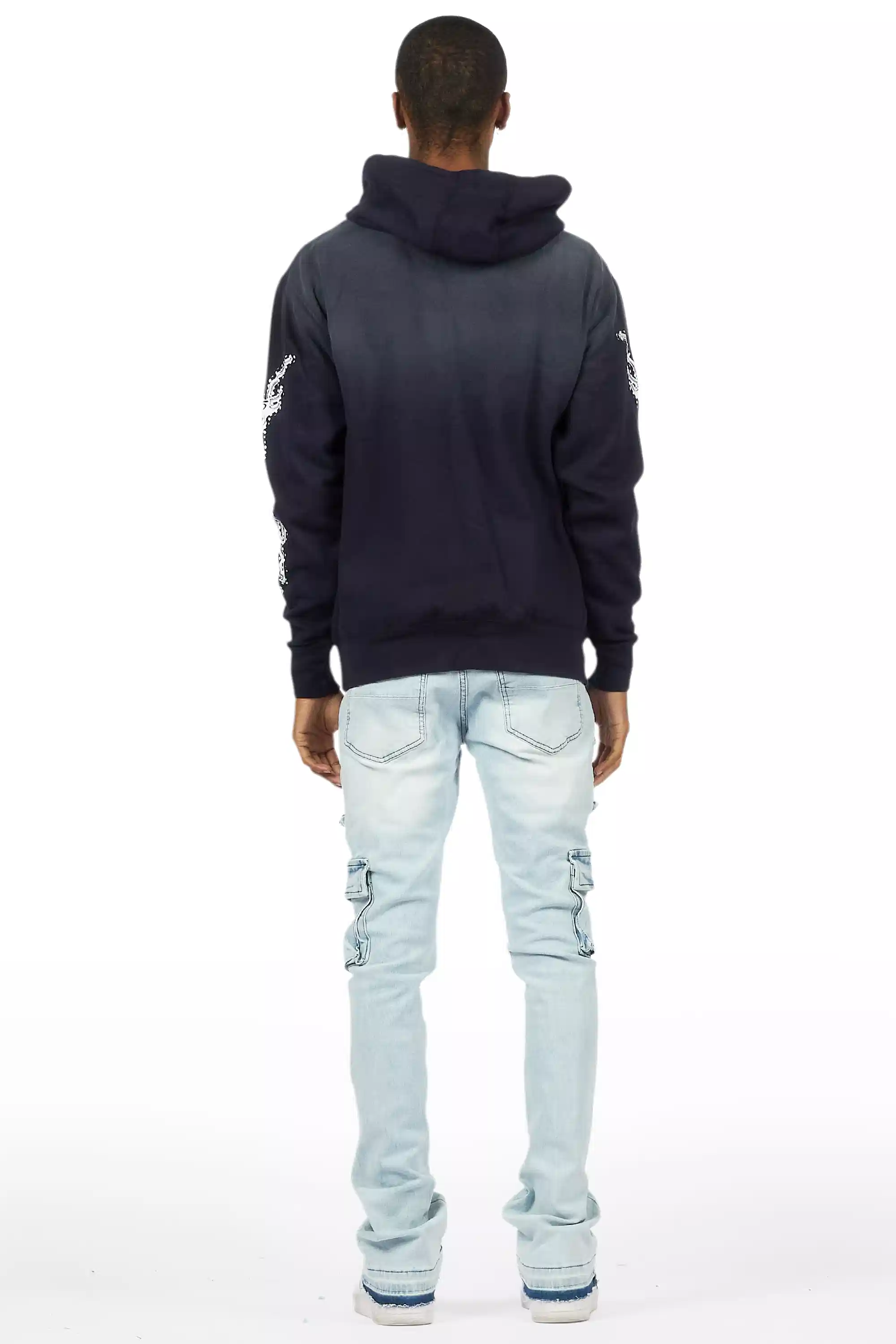 Zaid Blue Stacked Flare Jean - Image 6