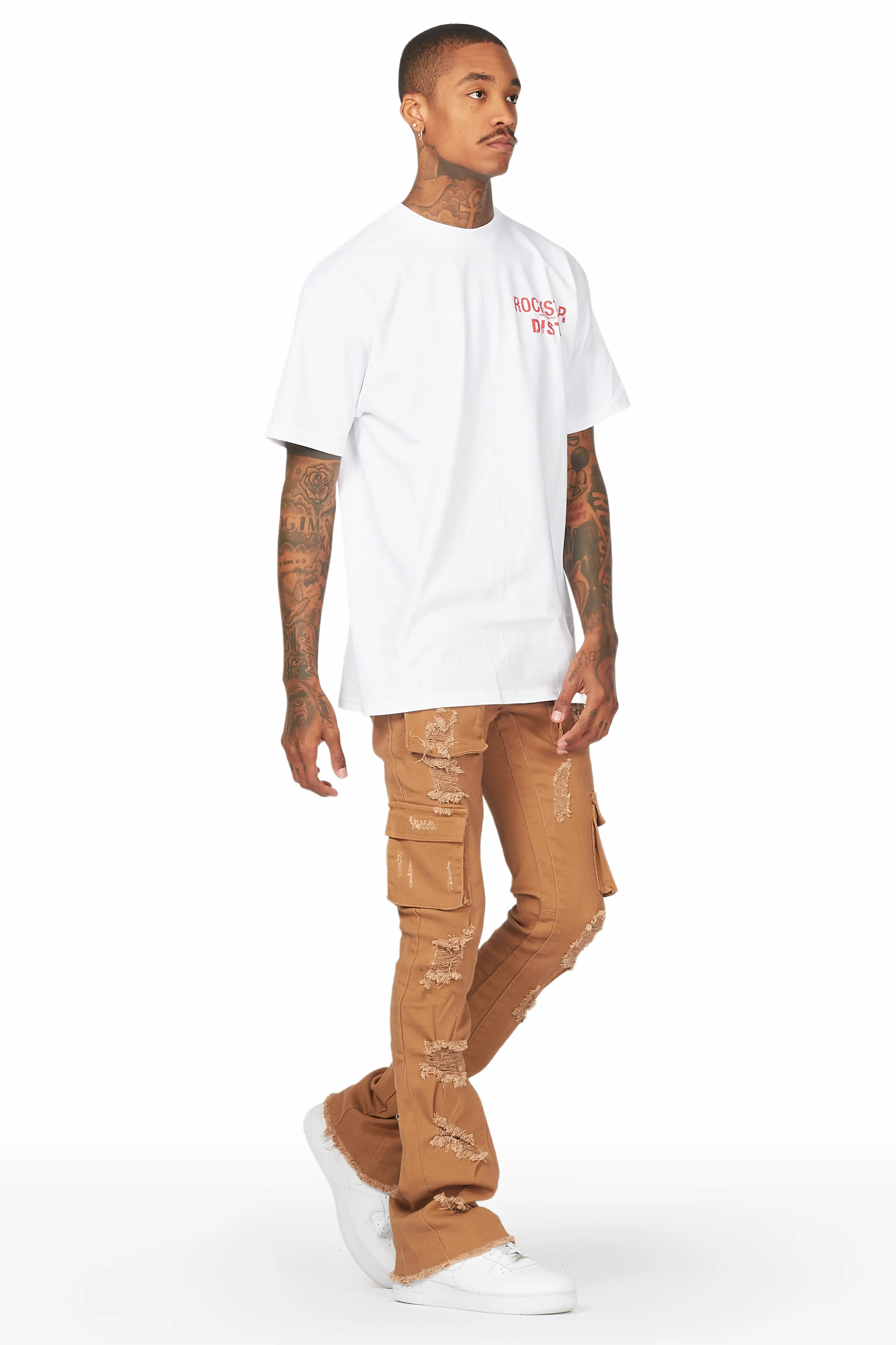 Zaid Tan Stacked Flare Jean - Image 7