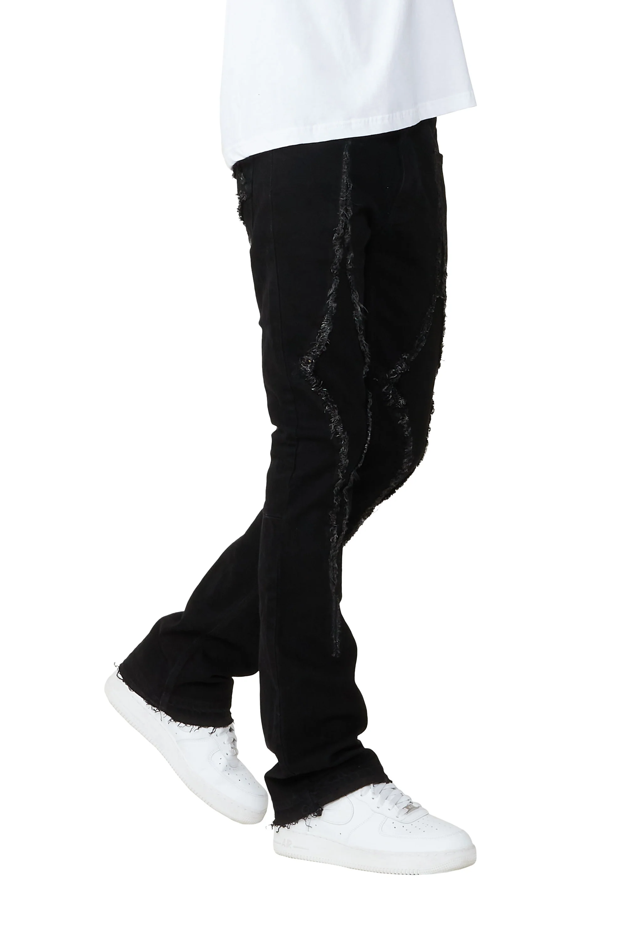 Baaron Black Stacked Flare Jean - Image 5