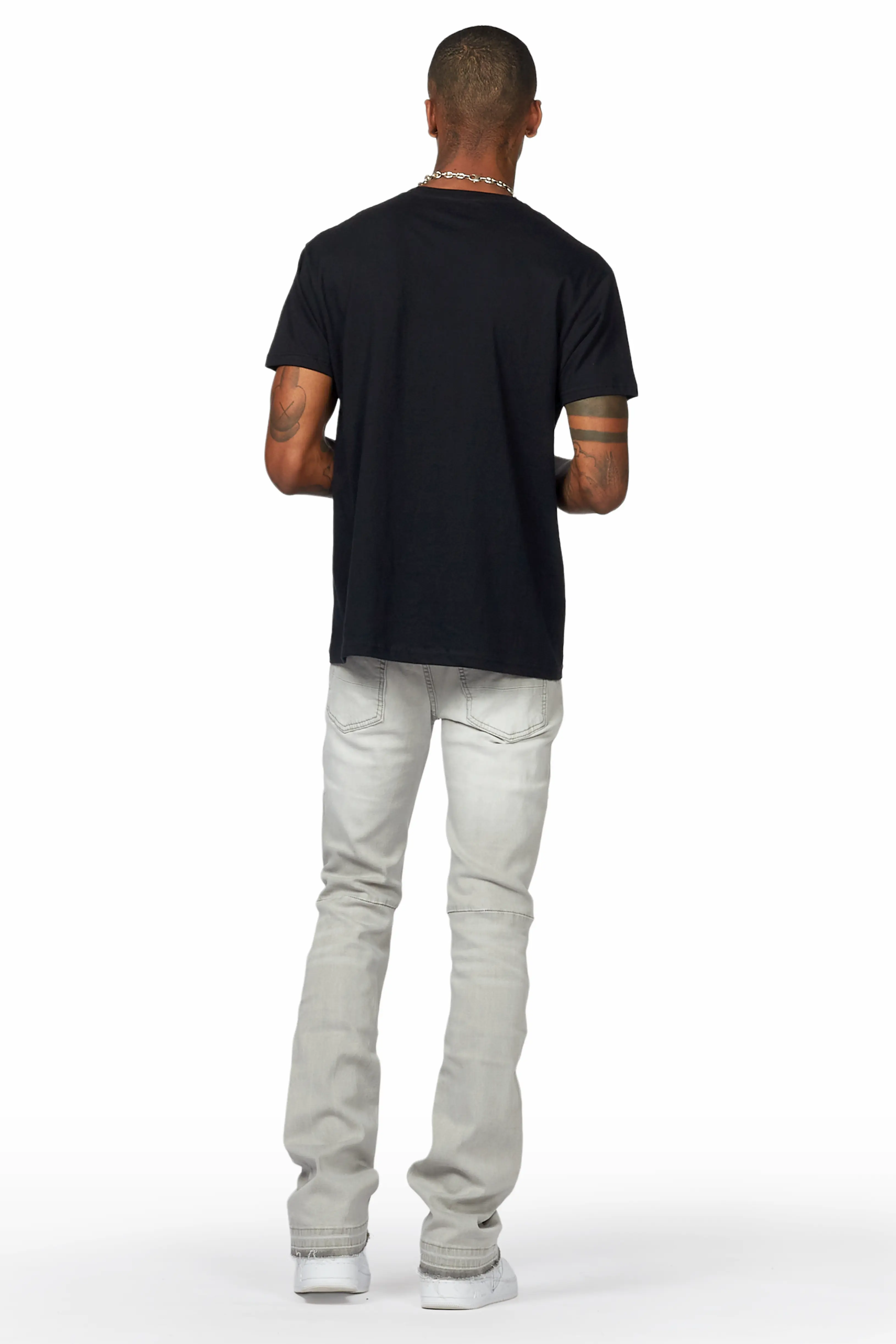 Karter Grey Stacked Flare Jean - Image 5