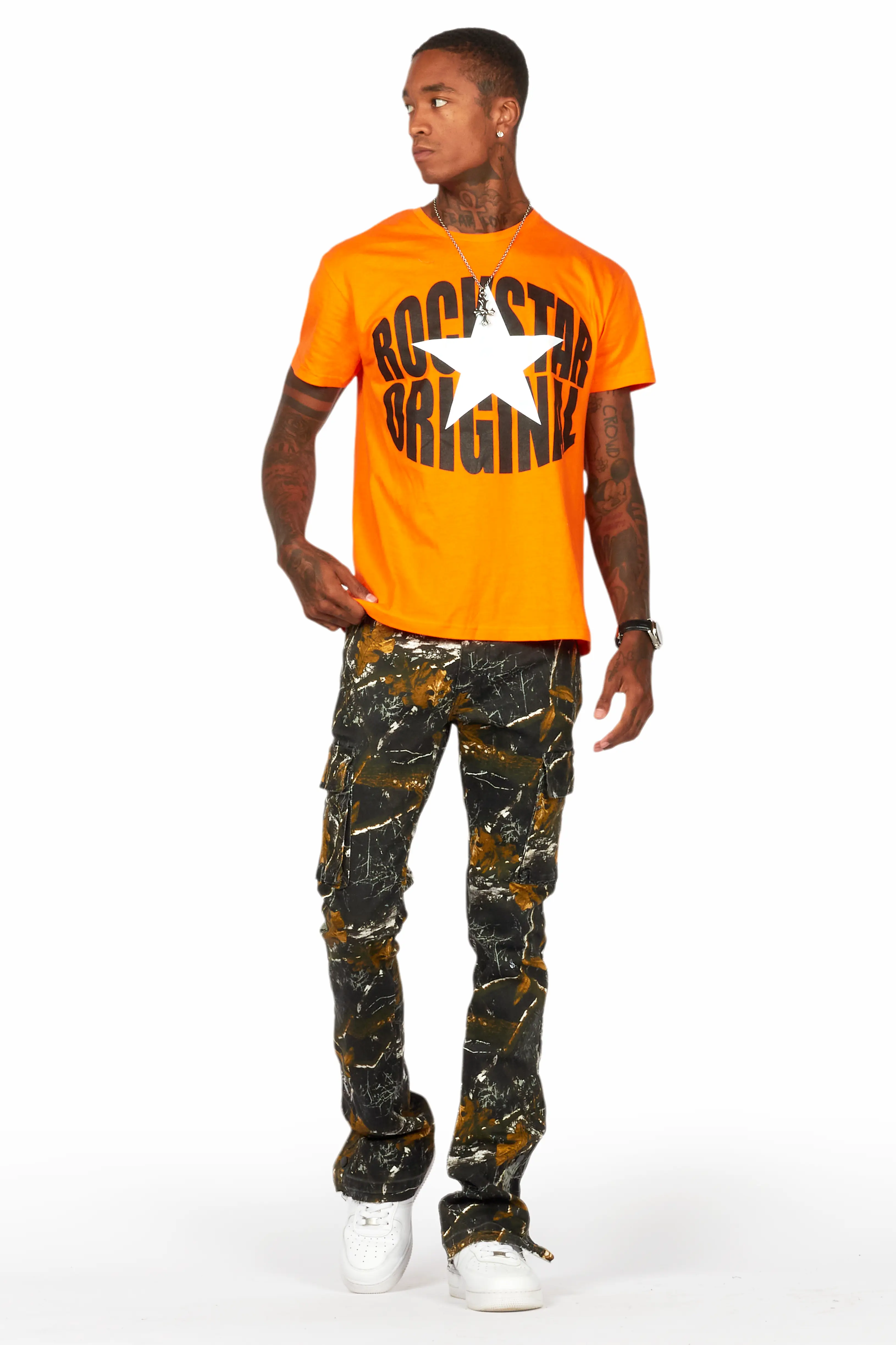 Waage Black Tree Camo Cargo Stacked Flare Jean - Image 3