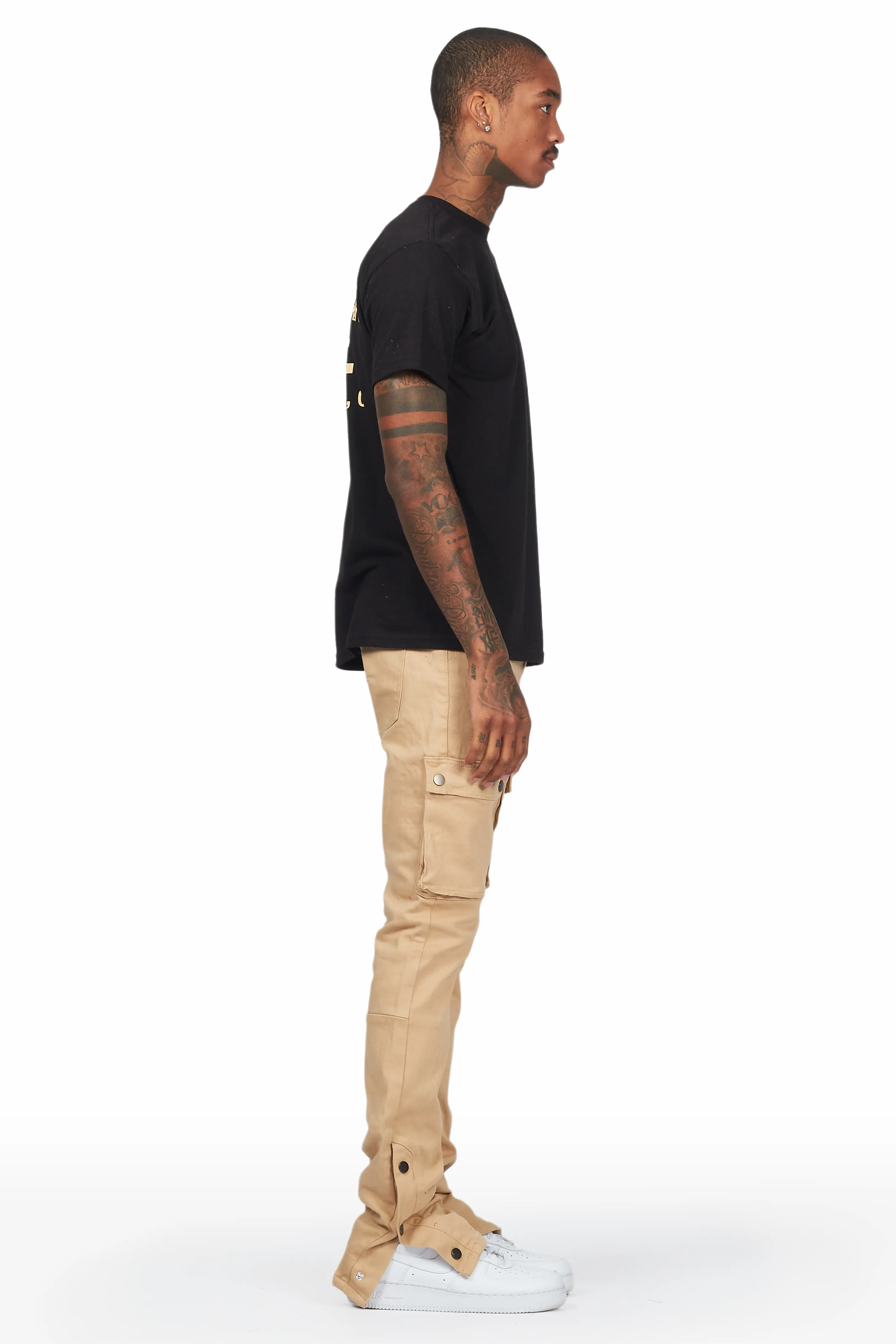 Waage Khaki Cargo Stacked Flare Jean - Image 3