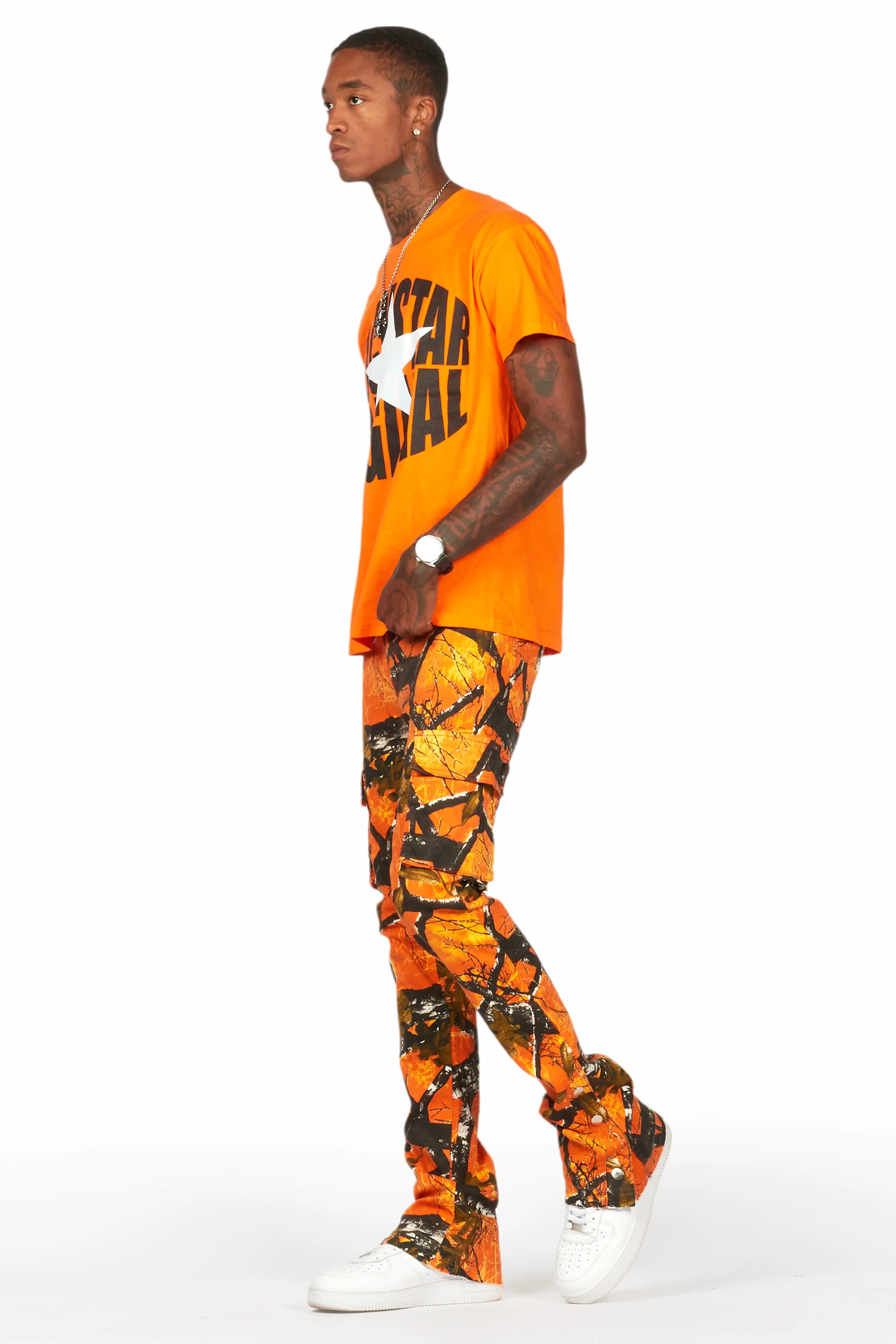 Waage Orange Tree Camo Cargo Stacked Flare Jean - Image 7
