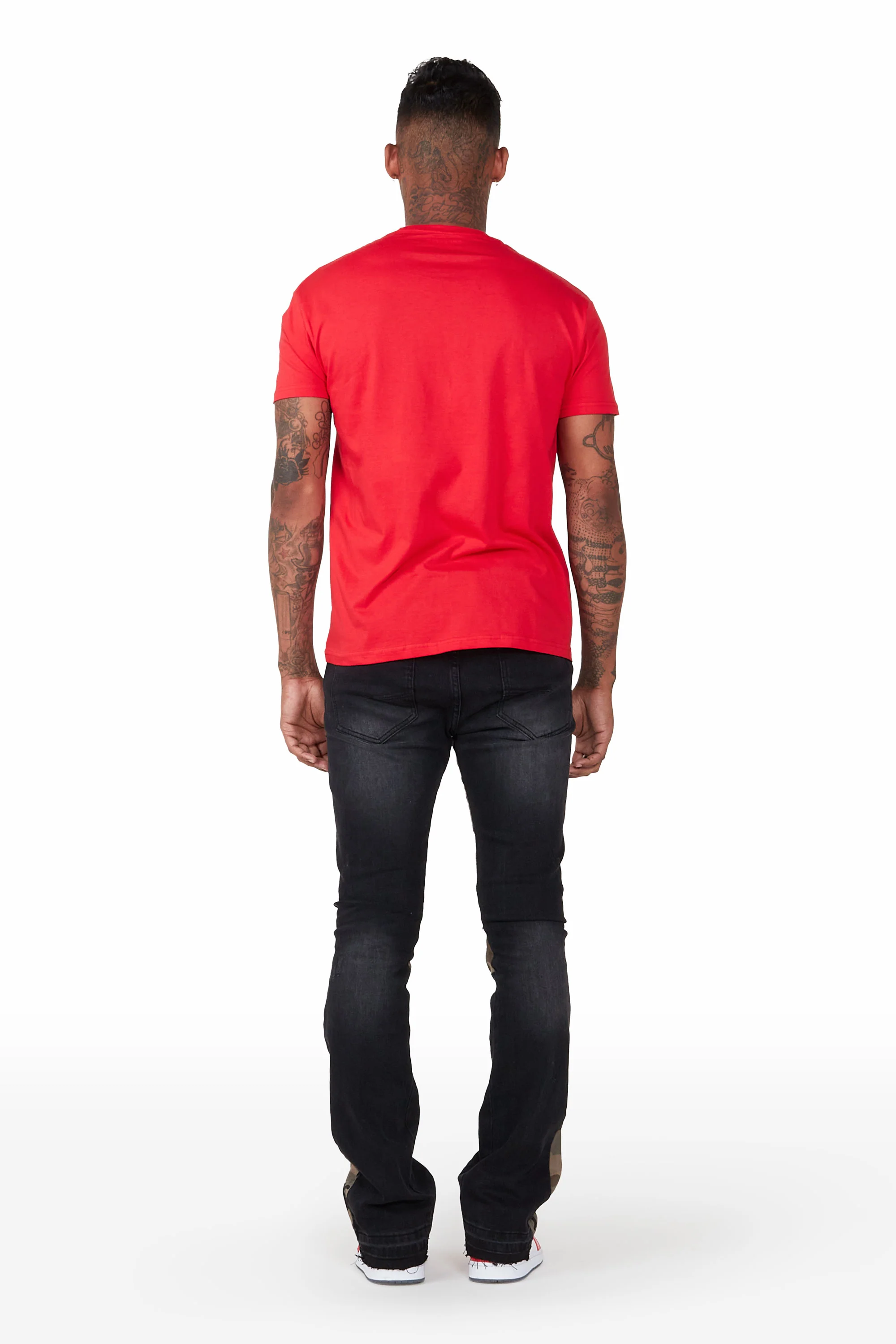 Marlon Black Stacked Flare Jean - Image 4