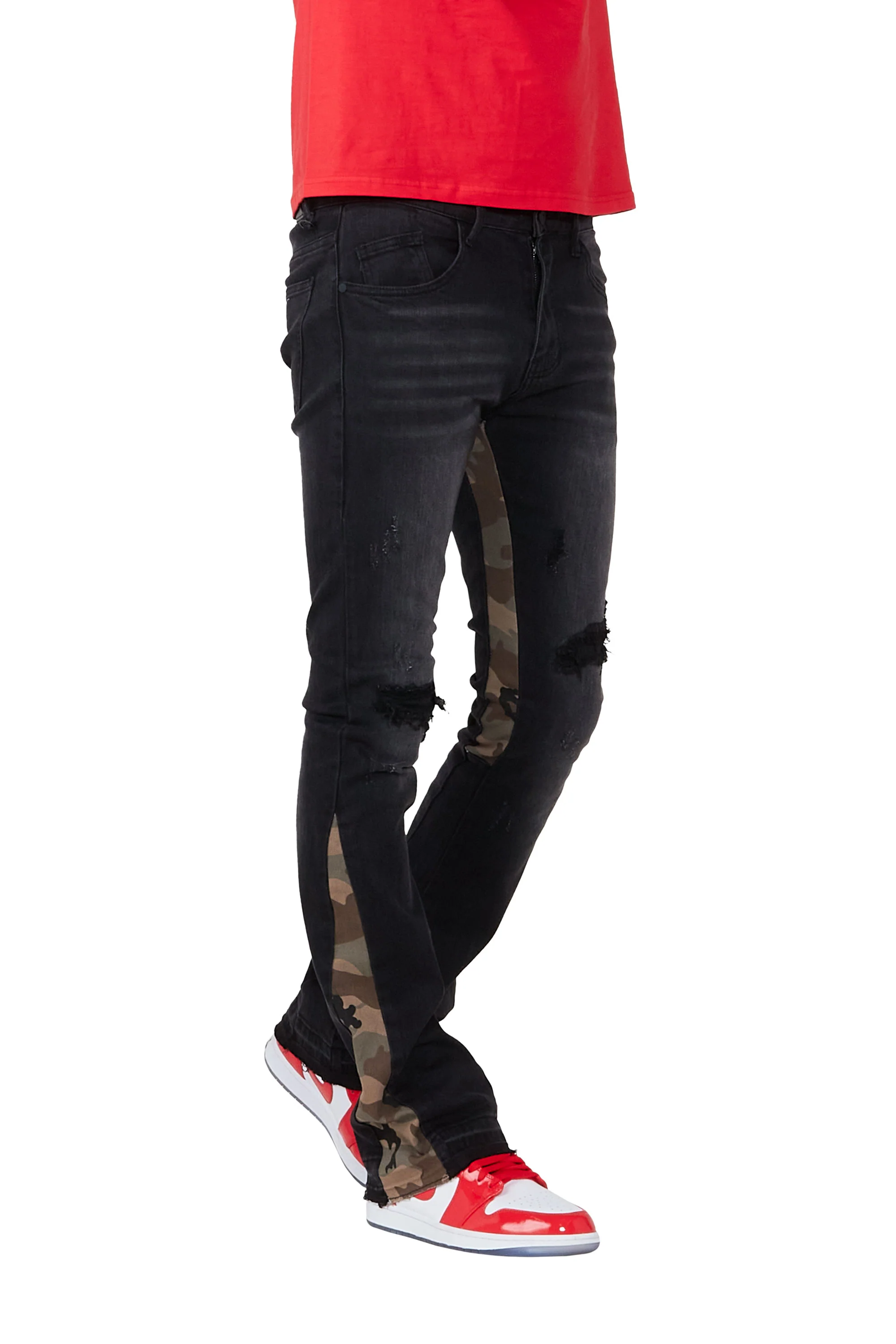 Marlon Black Stacked Flare Jean - Image 9