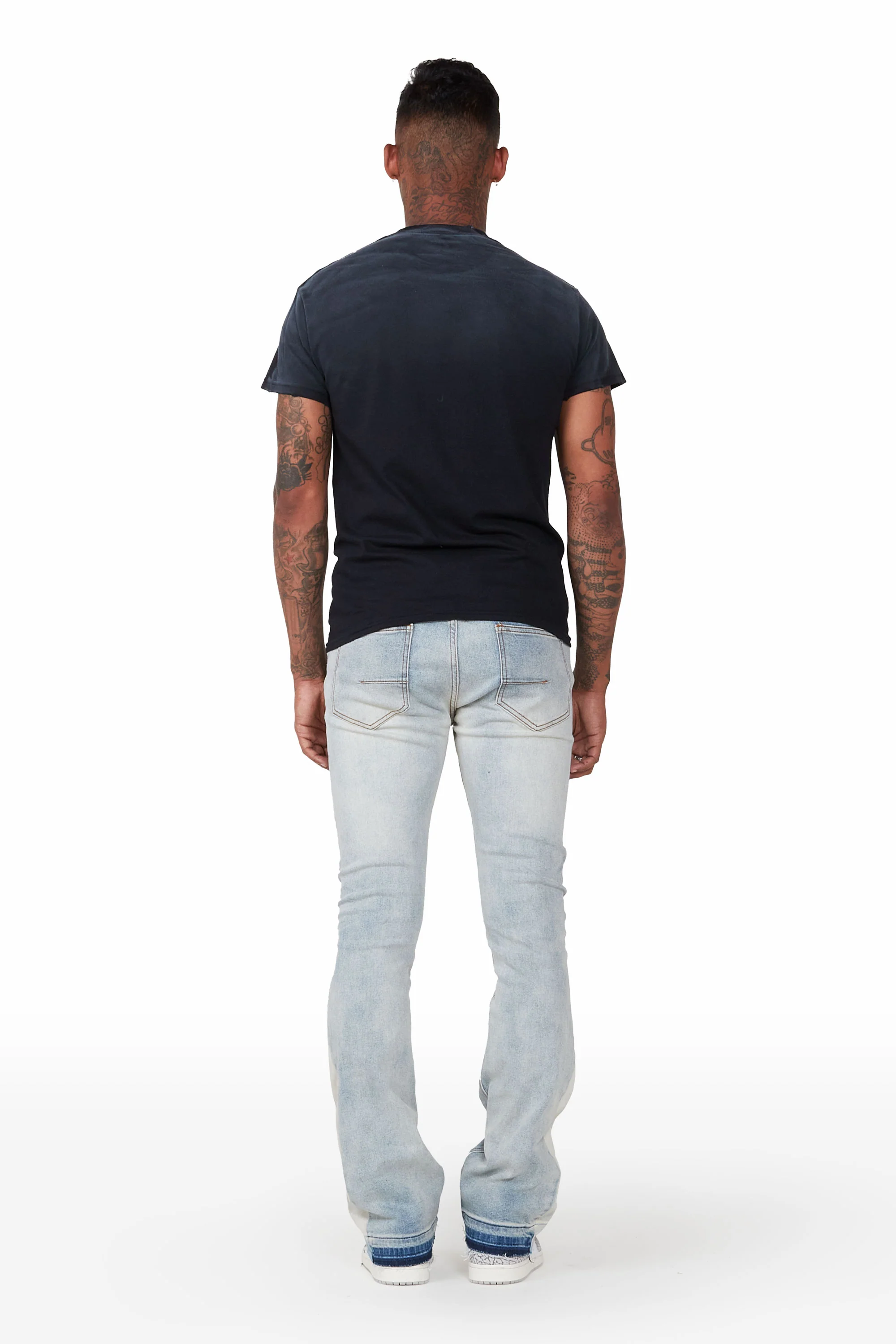 Yael Blue Stacked Flare Jean - Image 4