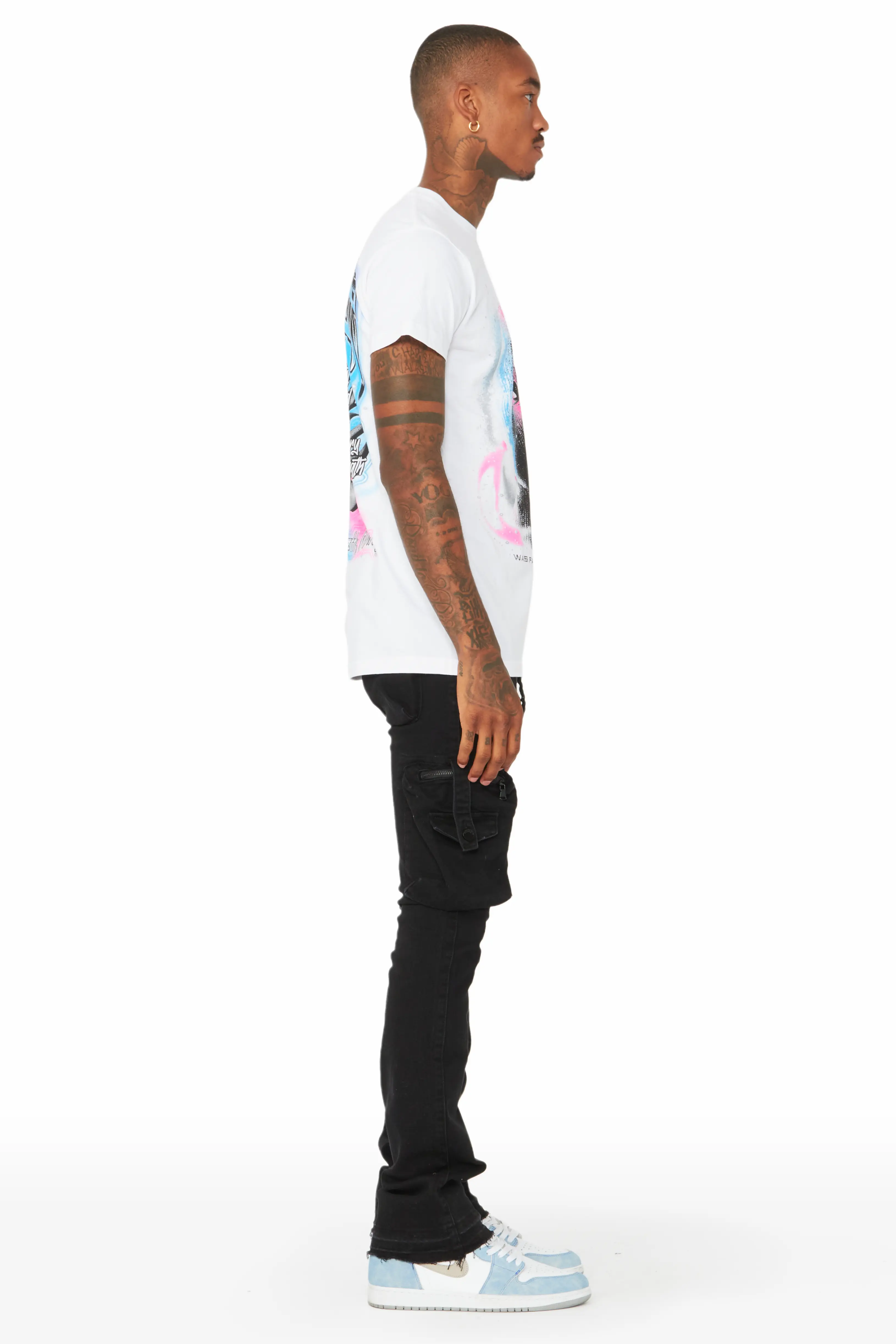 Benti Black Stacked Flare Jean - Image 4
