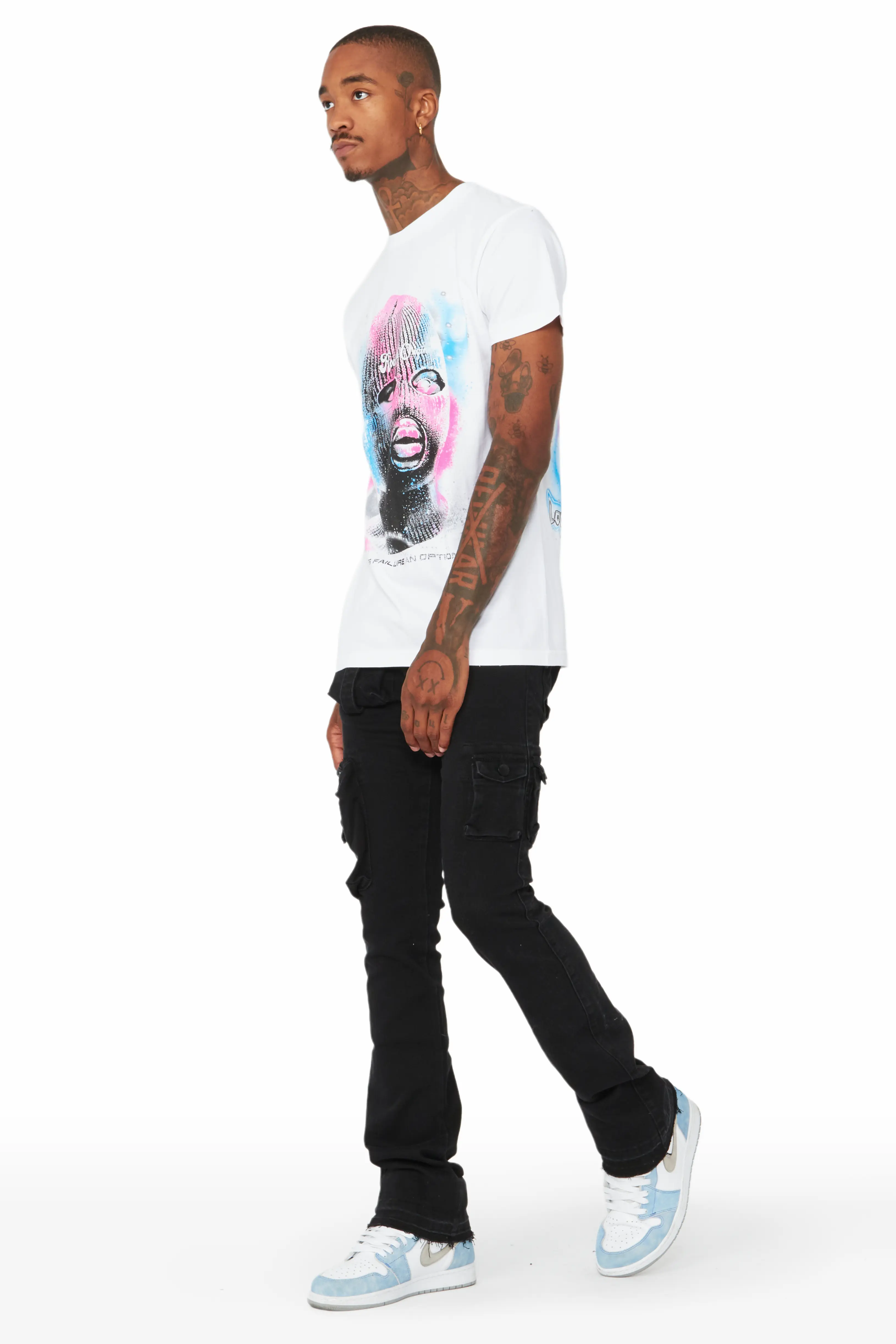 Benti Black Stacked Flare Jean - Image 6