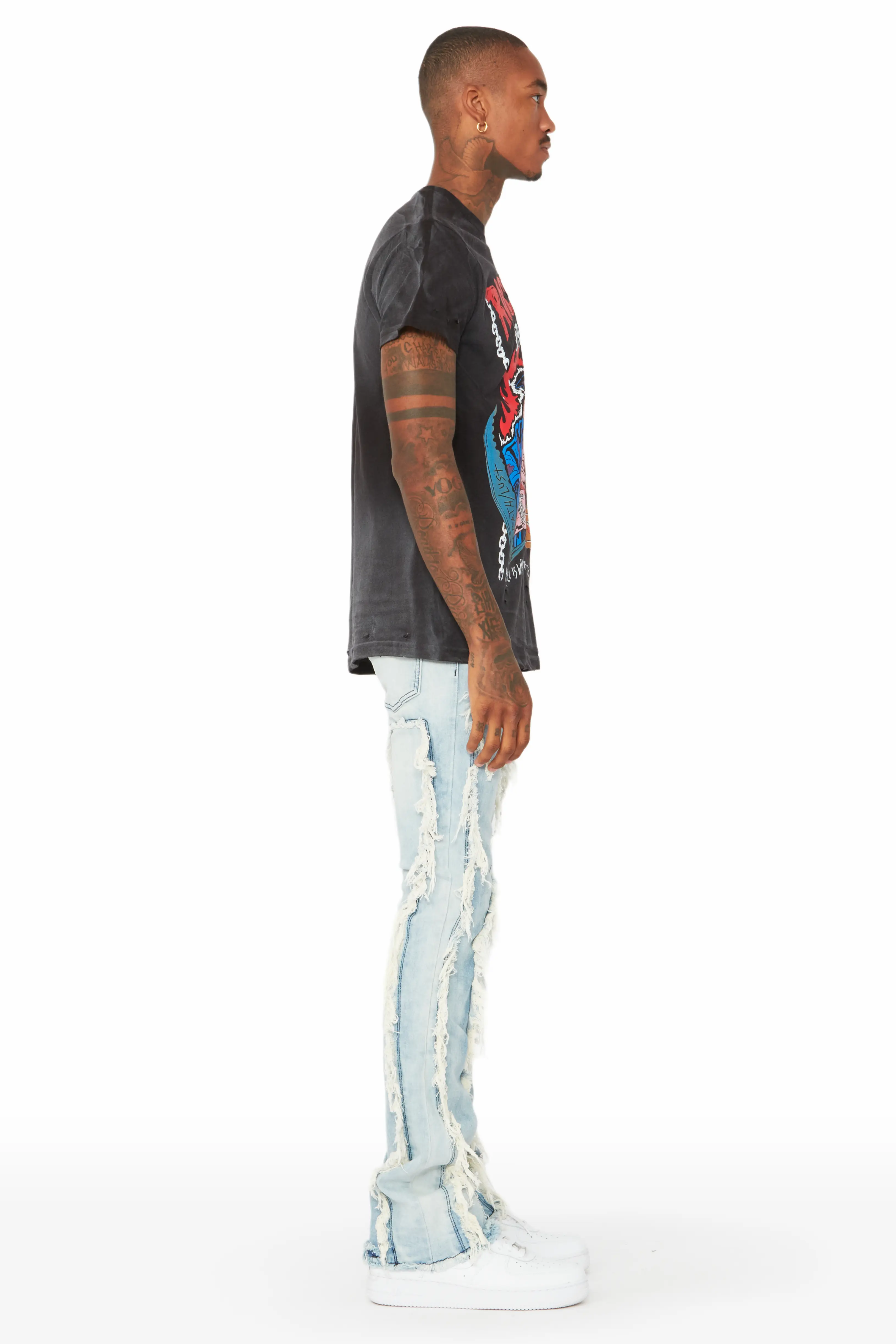 Tristan Blue Stacked Flare Jean - Image 4
