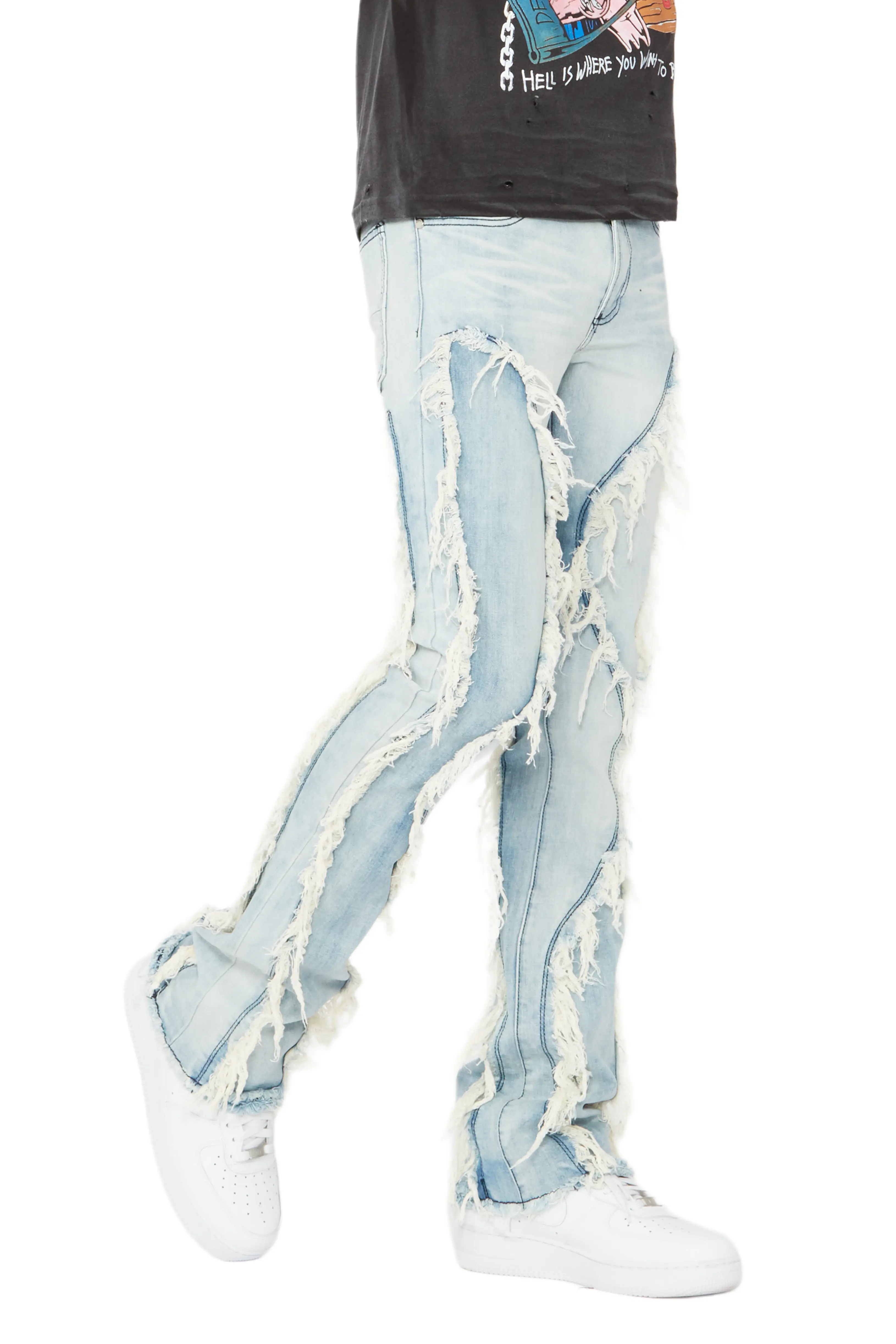 Tristan Blue Stacked Flare Jean - Image 9