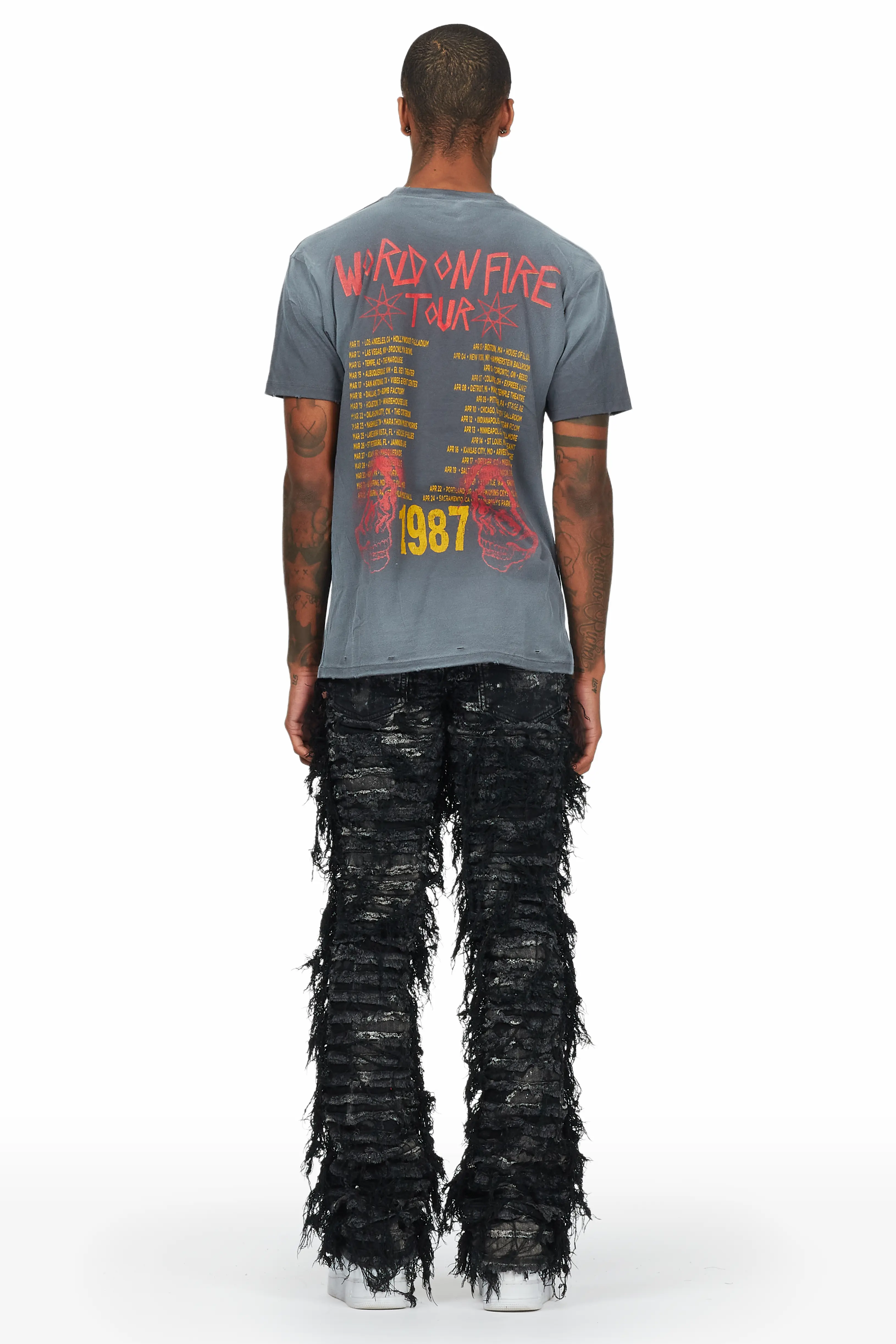 Bossko Black Stacked Flare Jean - Image 5